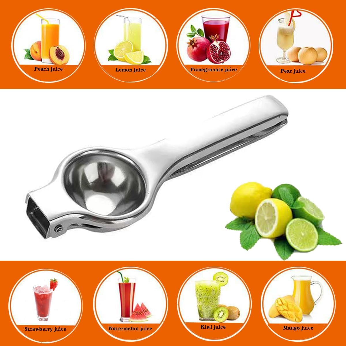 Lemon Squeezer Juicer - Citrus Juicer Handheld, Stainless Steel Juicer Hand Press, Citrus Squeezer for Making Emonade, Lemon Juice, Lime Juice, Citrus Juice (2PCS)