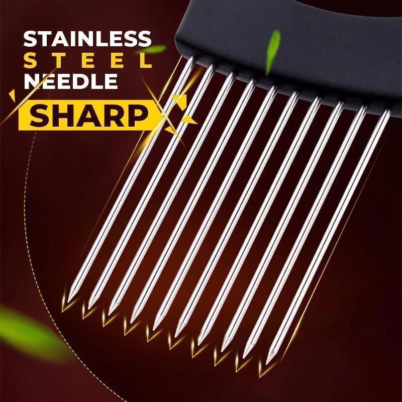 Stainless Steel Onion Slice Holder, Lemon Slicer Vegetable Cutter, Chopper Slicing Assistant Tool for Meat, Onion, Potato, Tomato Home Kitchen Tools (1 PCS)