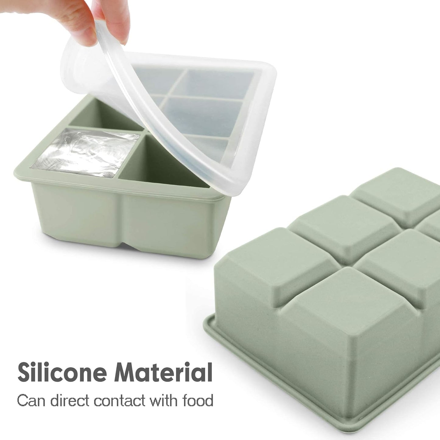 Silicone Ice Cube Trays 3 Pack - Large Size Silicone Ice Cube Molds with Leak Proof Removable Lid Square Ice Cube Tray And BPA Free for Cocktail,Whiskey, Stackable Flexible Ice