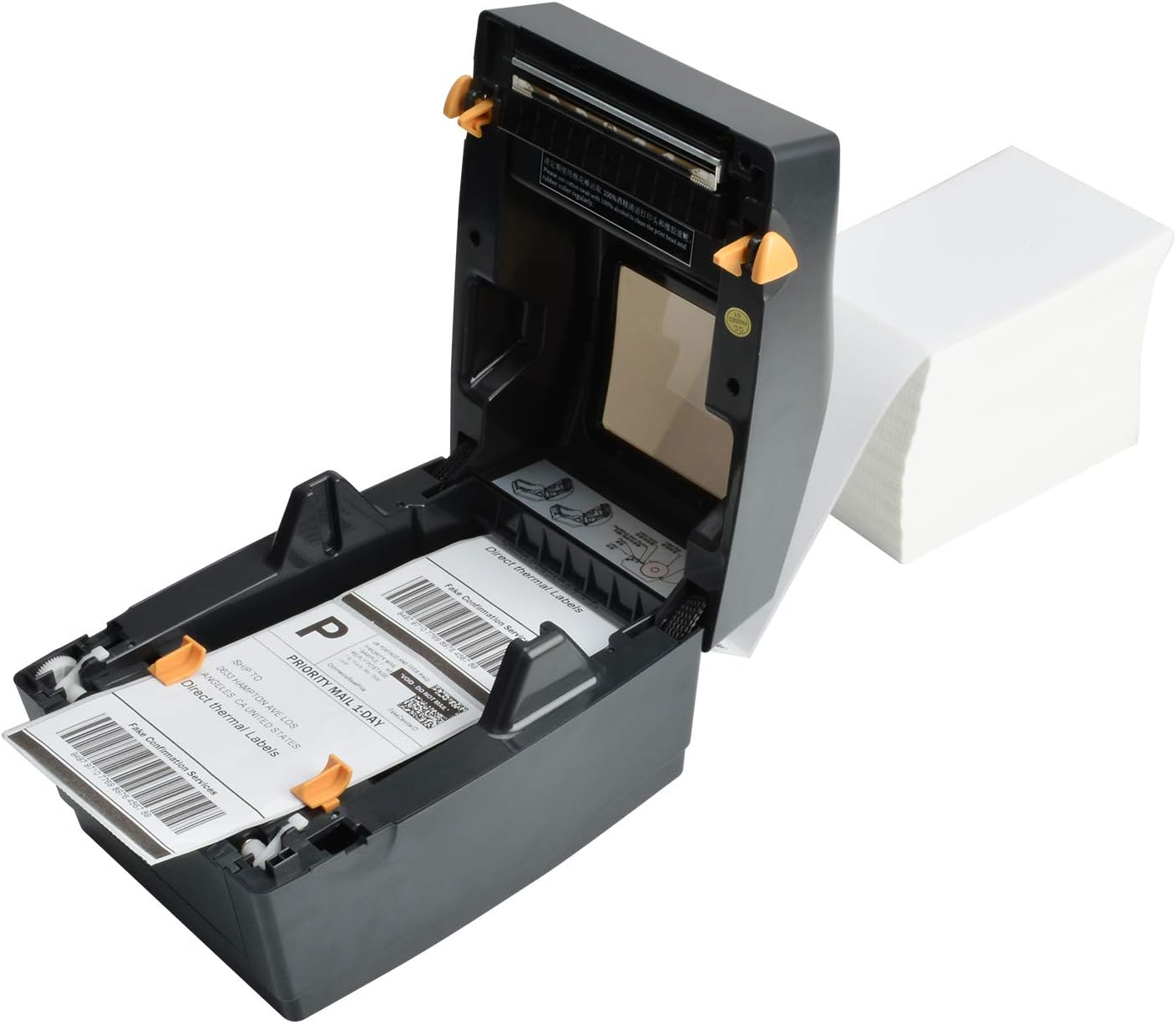 4 Stacks Fanfold 4" x 6" Direct Thermal Labels, 1000 Labels Per Stack, White Perforated Shipping Labels, Permanent-Adhesive, Compatible Zebra, Rollo Thermal Label Printer