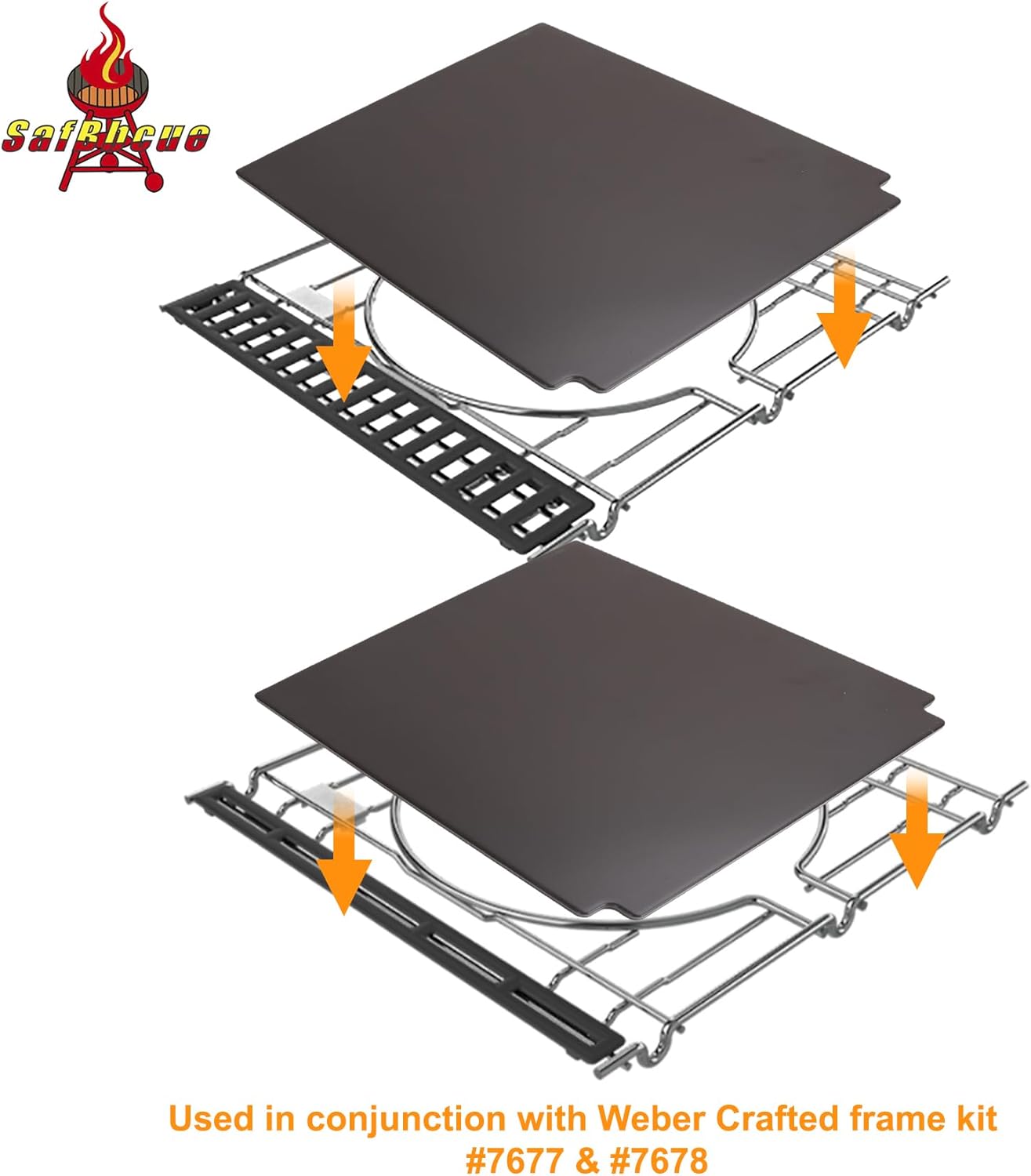 SafBbcue 7671 Crafted Glazed Baking Stone Pizza Stone for Weber Genesis E/S 335 435 E-325S EPX-335 EX-325s S-325S SA-E-325S 330 SE-E-325S SE-SX-335 SMART GRILL SP-E-325S SPX-435 SX-335