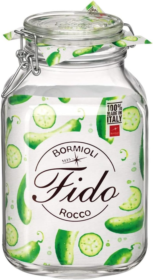 Bormioli Rocco Fido Glass Square Jar, 3 Liter