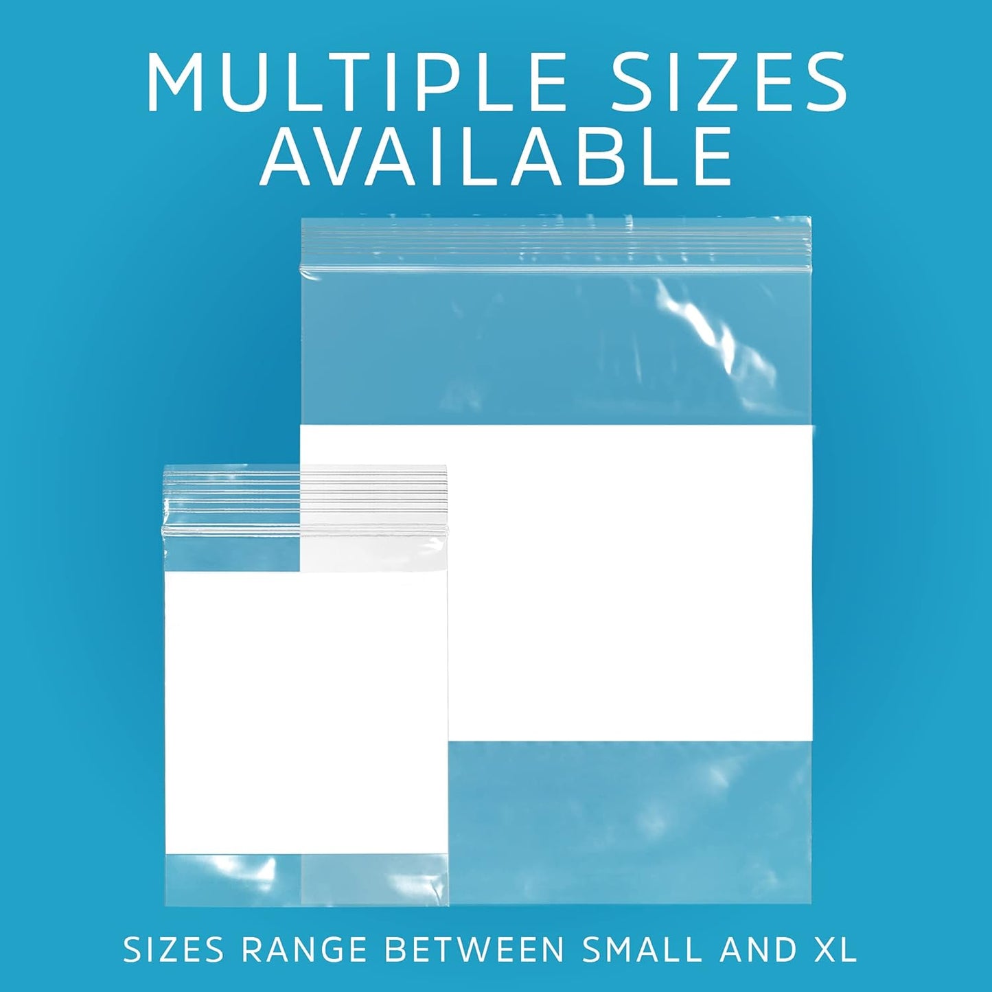 12" x 15" Large Zip Bags, 2 Mil Thick Clear Plastic Reclosable Zipper Lock Bags with Write-on White Block, with Resealable Zip Top Lock for Food Storage & Office Supplies, 500 Count