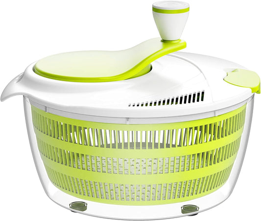 Smile mom Salad Spinner Large Lettuce Spinner Kitchen Gadgets, Large Salad Spinner Vegetable Washer, High Efficiency for Home Kitchen Washing & Drying Leafy Vegetables With Rotary Handle 4.2Qt Green
