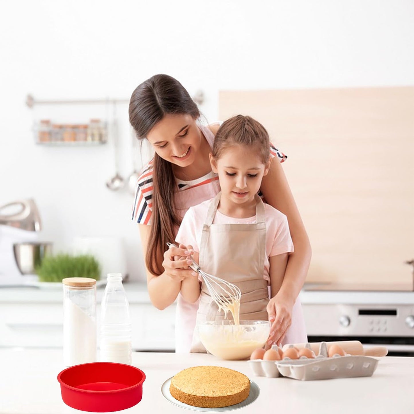 SOV Silicone round cake Pan, 6 inch Nonstick smash Pans for Layer, Smash, and Cheese Cakes, 3 packs