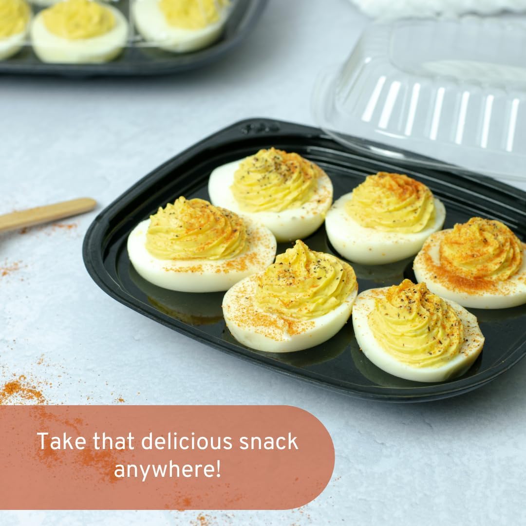 16 Pack - Disposable Deviled Egg Containers with Lid – Plastic Deviled Egg Trays – For 12 Egg Halves