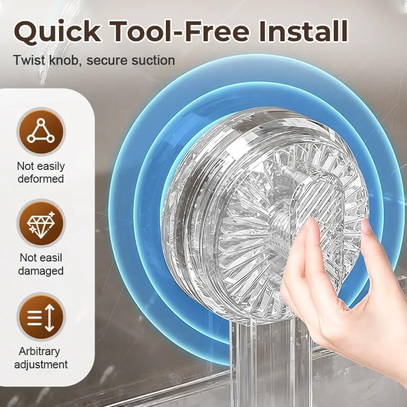 2025 NEW Universal Removable Faucet Storage Rack, Thickened and widened panel design, Removable faucet storage rack installs, no drilling required, residual water automatically drains away (Black)