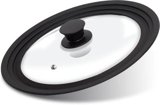 Tempered Glass Lid - Universal Lid with Heat Resistant Silicone Rim for Pots, Pans and Skillets - Pan Cover Replacement Lid Fits 6.5", 7" and 8" Diameter Cookware