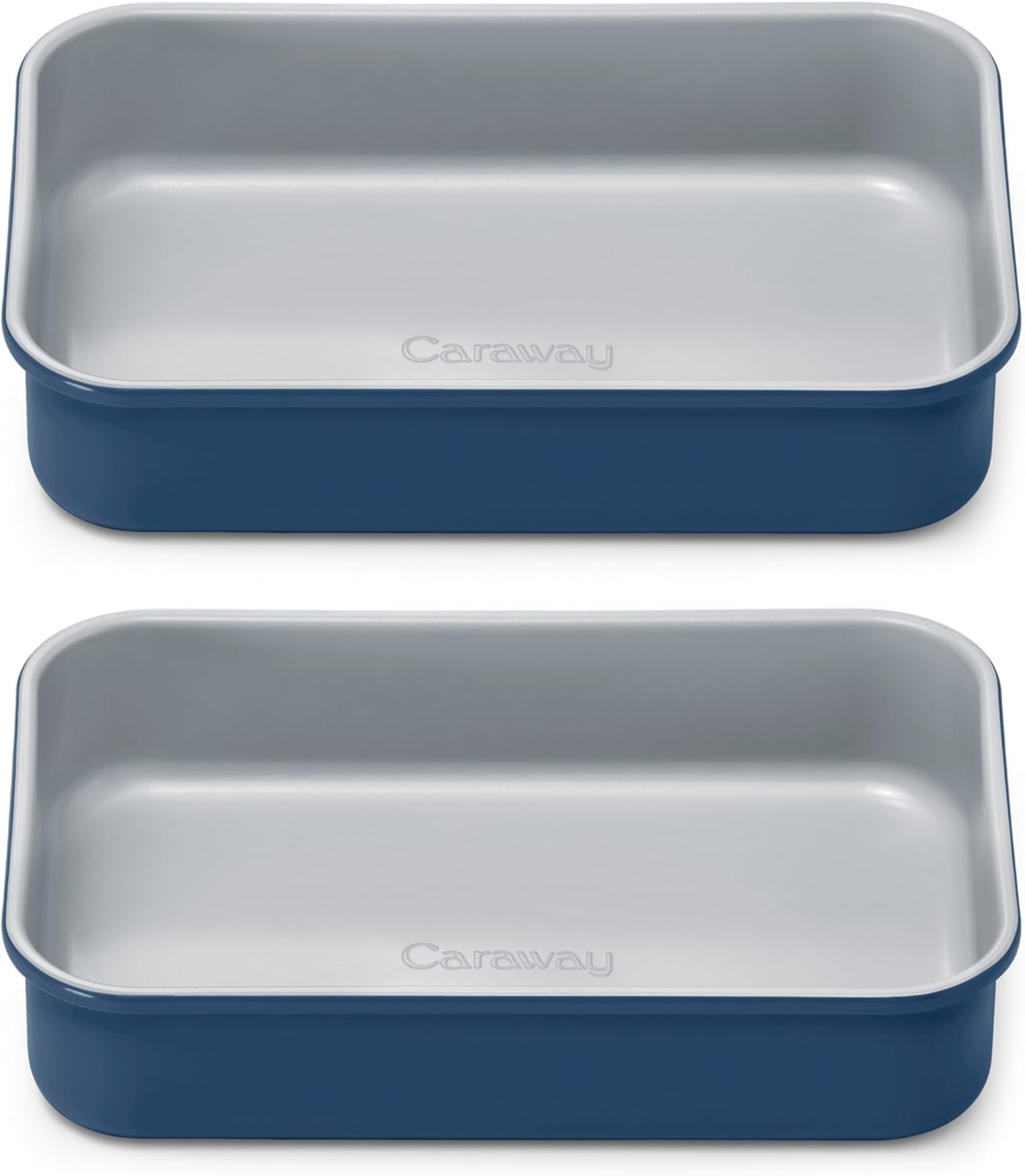 Caraway Nonstick 9” x 6.5” Small Rectangle Baking Pan Duo – Non-Toxic, PTFE & PFOA Free – Aluminized Steel Core – Deep Ceramic Baking Pan for Casseroles, Lasagna & More - Navy