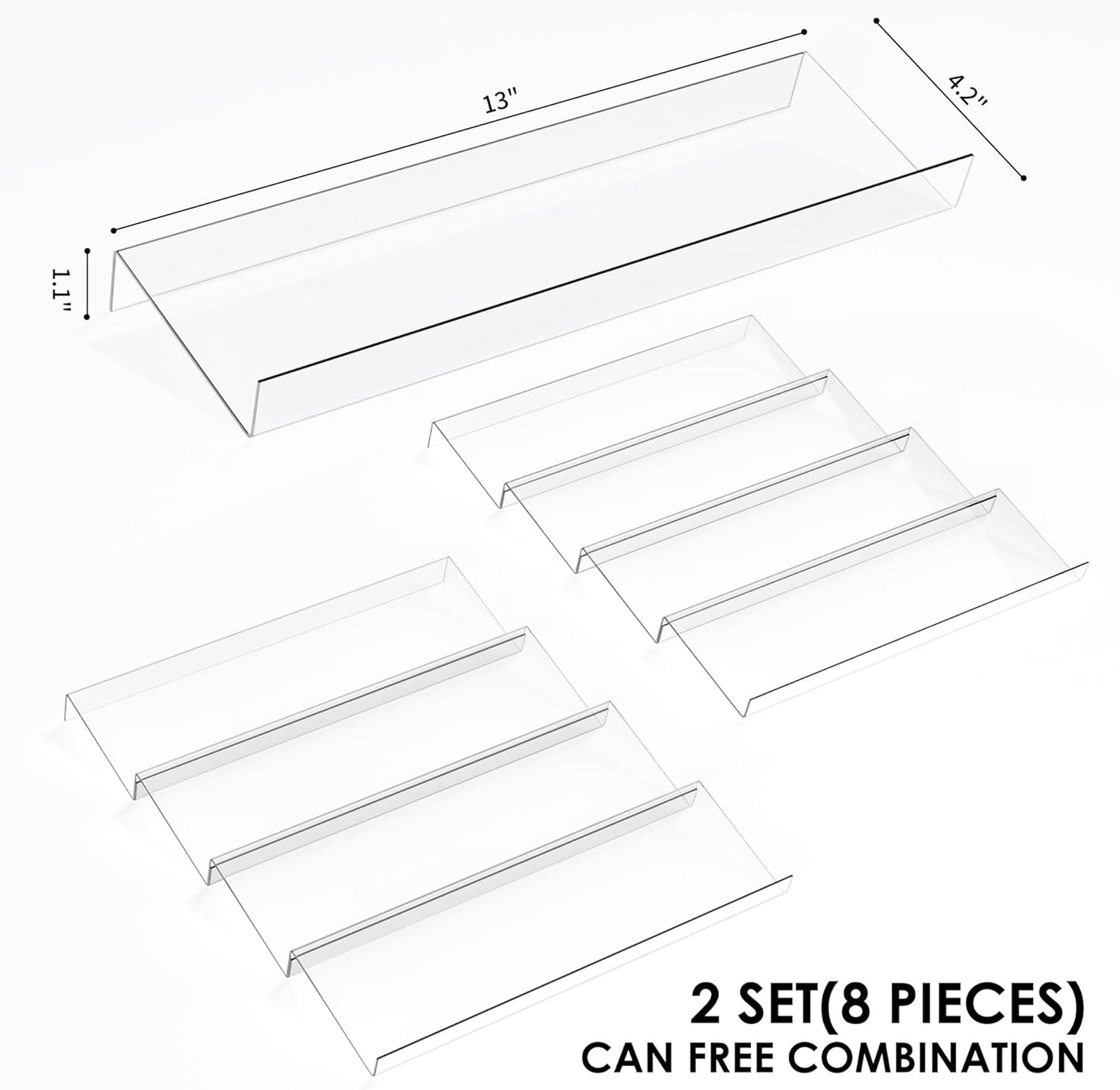 Spice Drawer Organizer, 4 Tier Clear Acrylic Expandable From 13" to 26" Seasoning Jars Drawer Insert, Kitchen Drawer Spice Rack Tray for Cabinet/Countertop