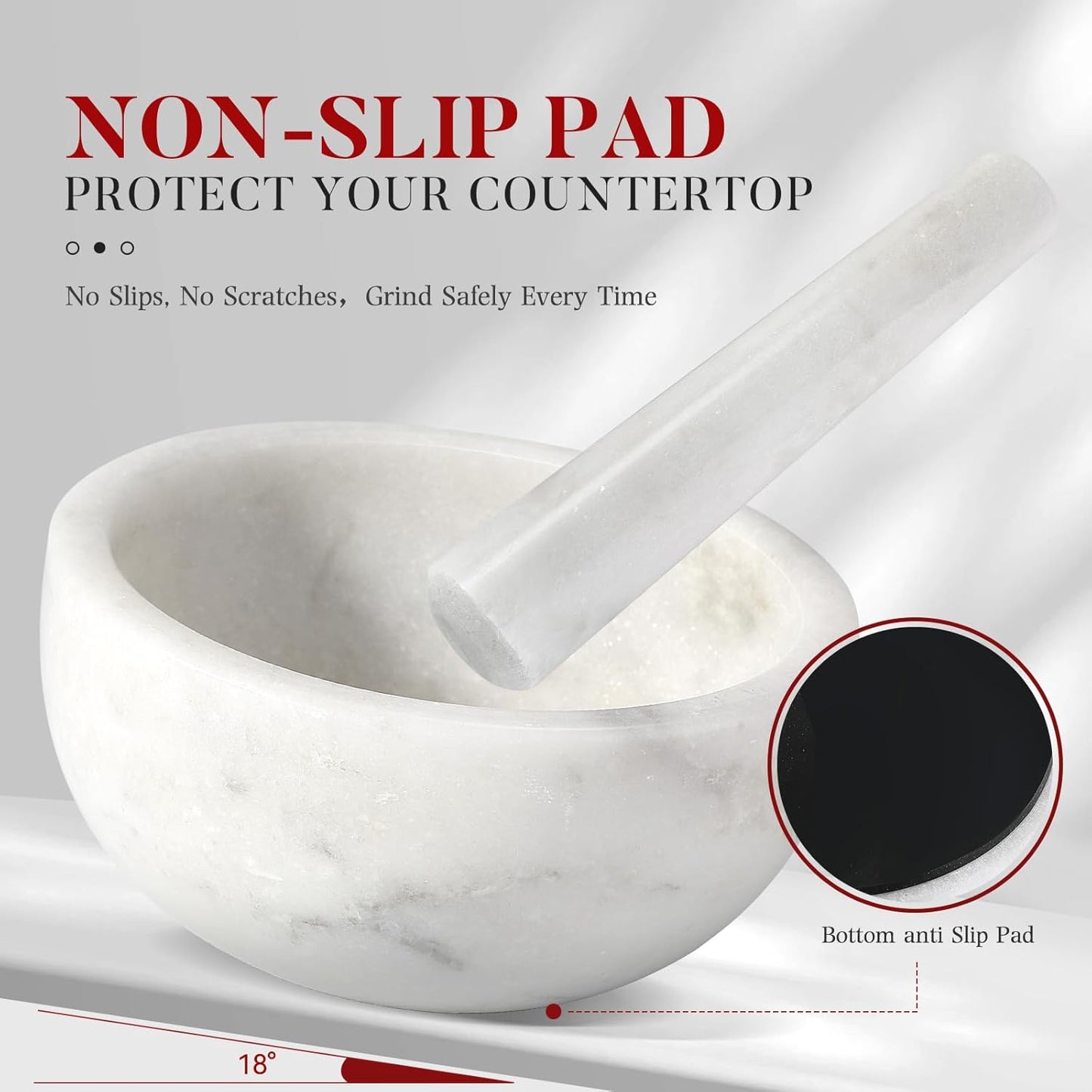 Koville Marble Mortar and Pestle Set, 7"-4 Cups Grinder Bowl for Guacamole, Salsa, Pill Crusher, Spice, Herb, Garlic, Nut, Heavy Duty Grinder for Kitchen(Namib Fantasy)