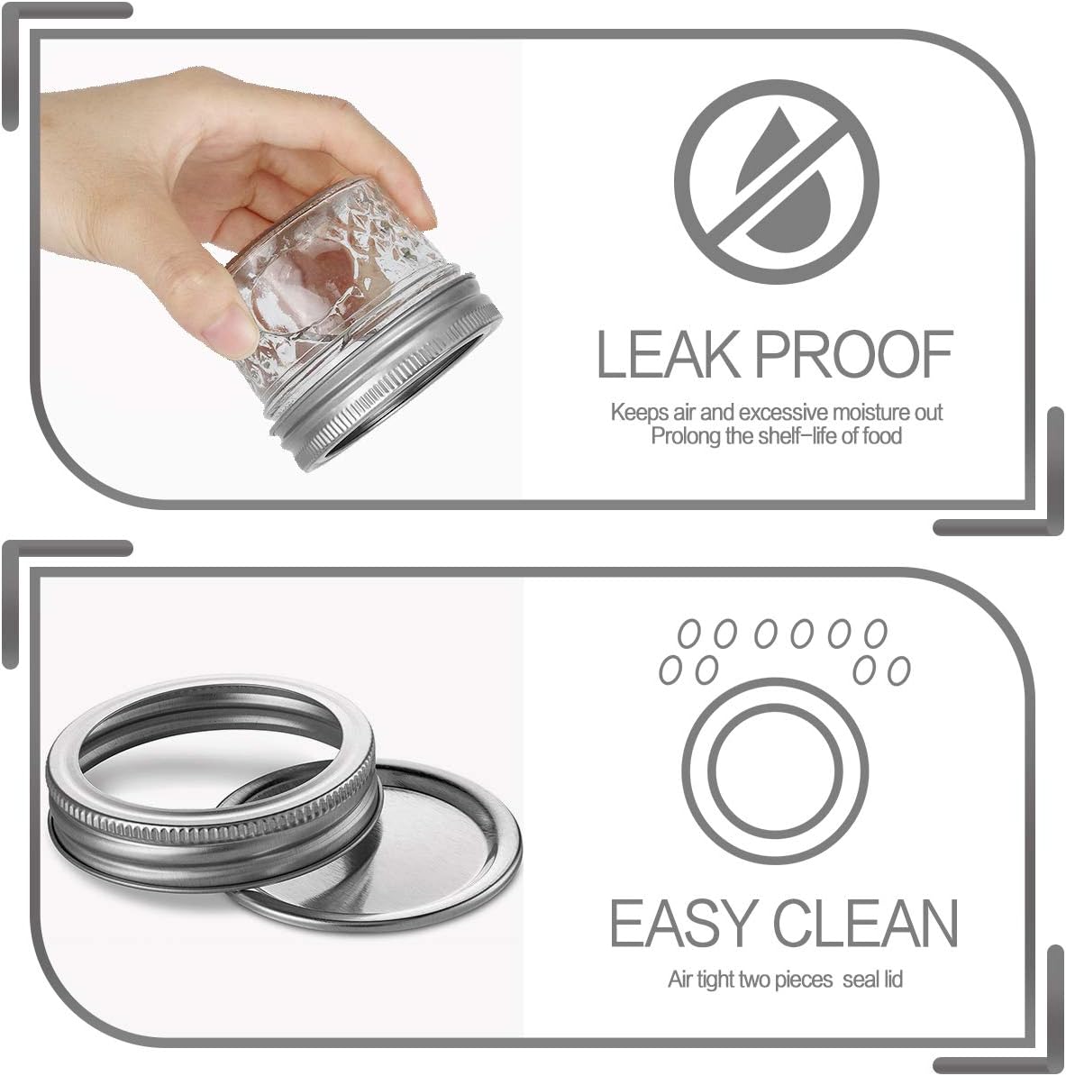 VERONES Mason Jars Canning Jars, 4 OZ Jelly Jars With Regular Lids and Bands, Ideal for Jam, Honey, Wedding Favors, Shower Favors, DIY Spice Jars, 50 PACK