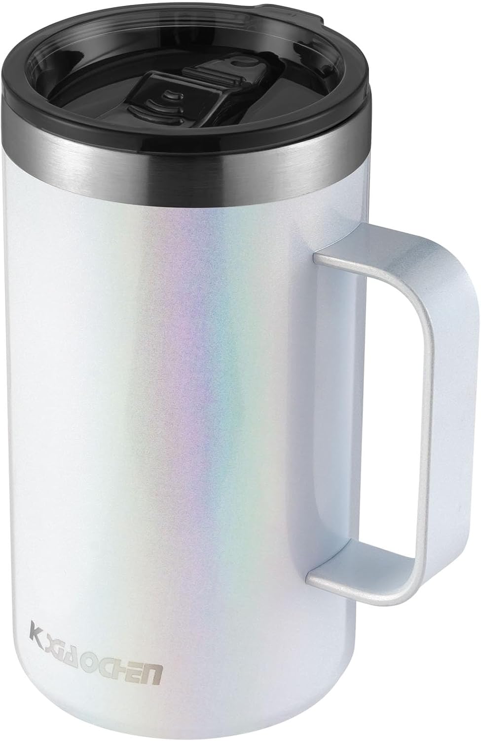 KXIAOCHEN 20oz Insulated Coffee Mug with Lid, Stainless Steel Coffee Cup, Double Wall Vacuum Coffee Tumbler with Handle, Premium Thermal Travel Coffee Mug (Pearl White)