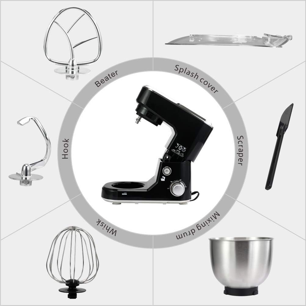 CUSIMAX Stand Mixer 5-QT Tilt-Head Food Mixer Kitchen Electric Mixer with Dough Hook, Wire Whip & Beater for Daily Use