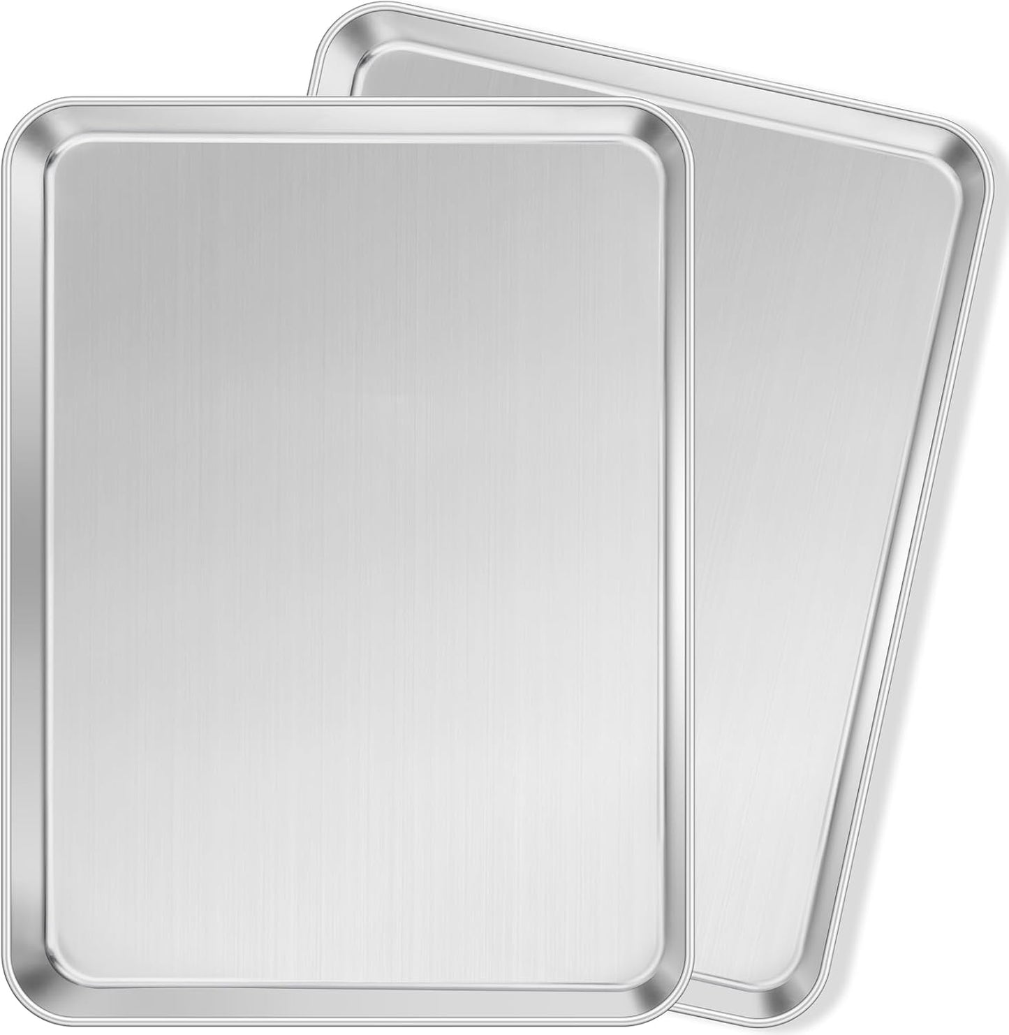 Stainless Steel Baking Sheets Set of 2, Leonyo 17" x 13" Large Half Cookie Sheets for Baking, 1IN Deep Metal Toaster Oven Pan Tray, Dishwasher Oven Safe
