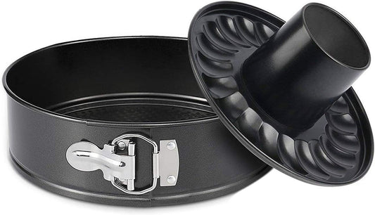 Gray 9 Inch Springform Bundt Pan, Heavy Duty Cheesecake & Ice-Cream Cake Pan with Removable Bottom and Quick-Release Latch
