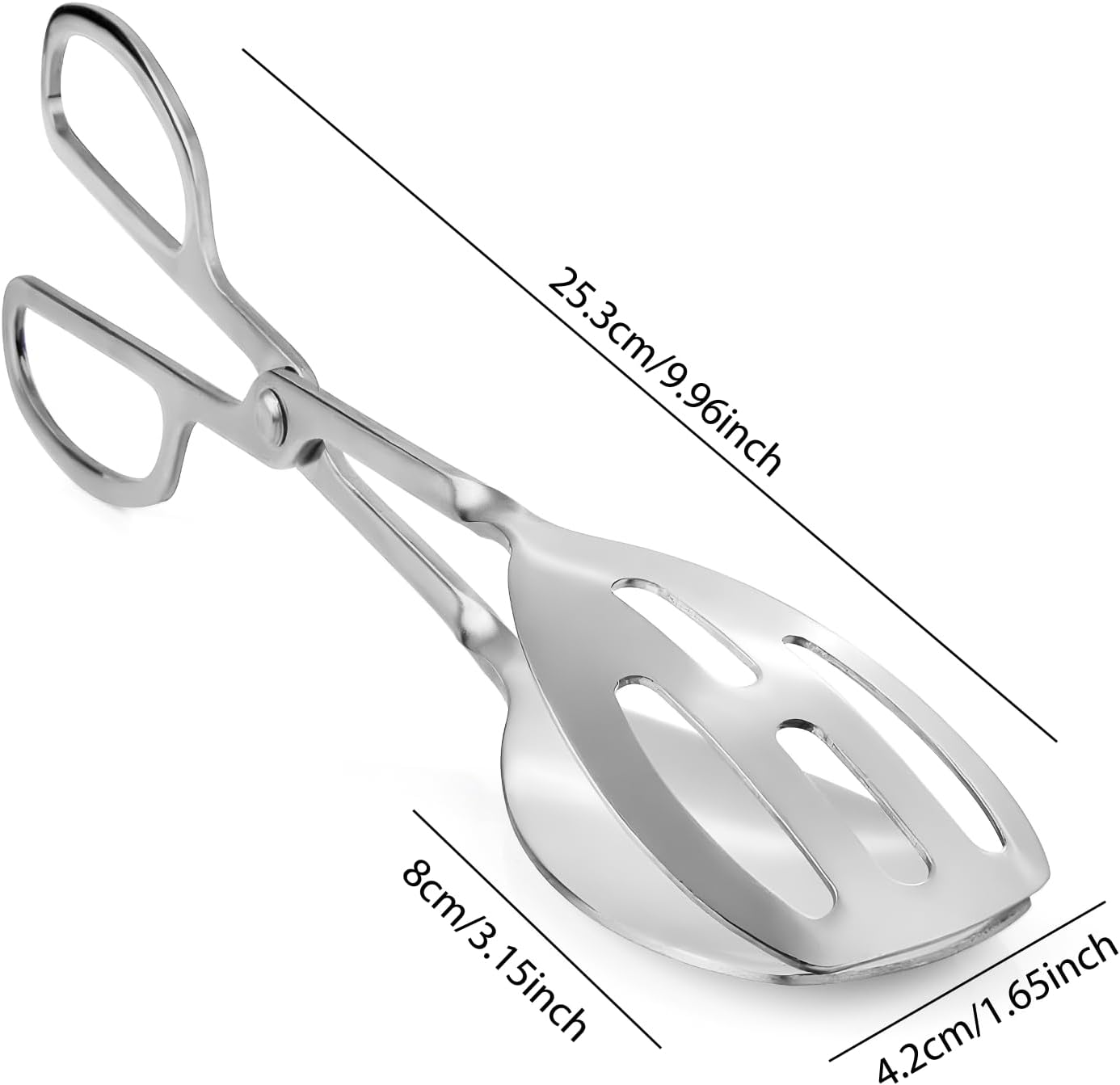 2-PACK Salad Tongs for Serving - Premium Stainless Steel Scissor-Style, Non-Toxic, Heat-Resistant Salad Servers, Dishwasher Safe, Ideal for Buffet and Party Use (Silver)