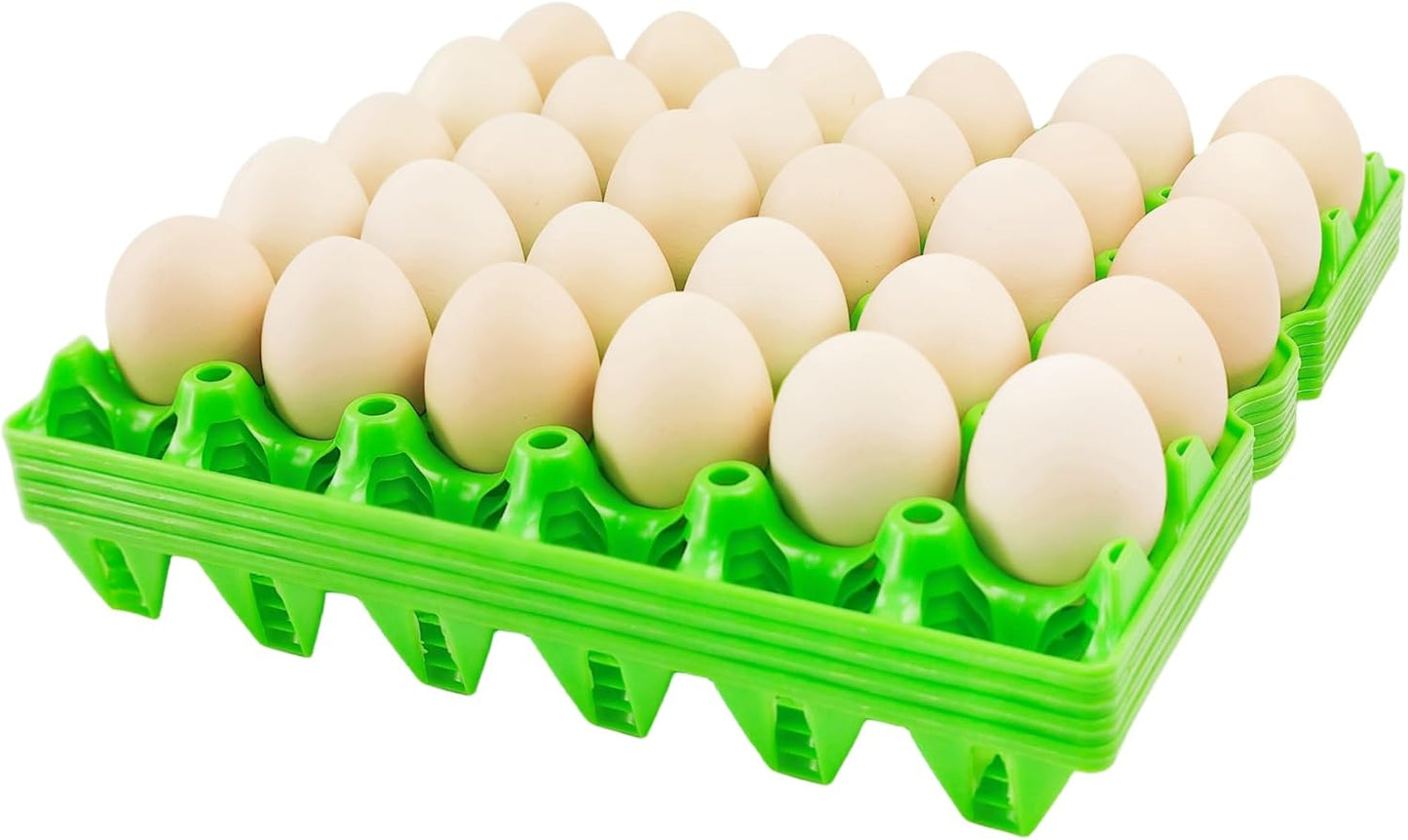4-Pack Plastic Egg Tray Egg Crates, 30-Egg Flats, Stackable, Durable, Reusable, Green