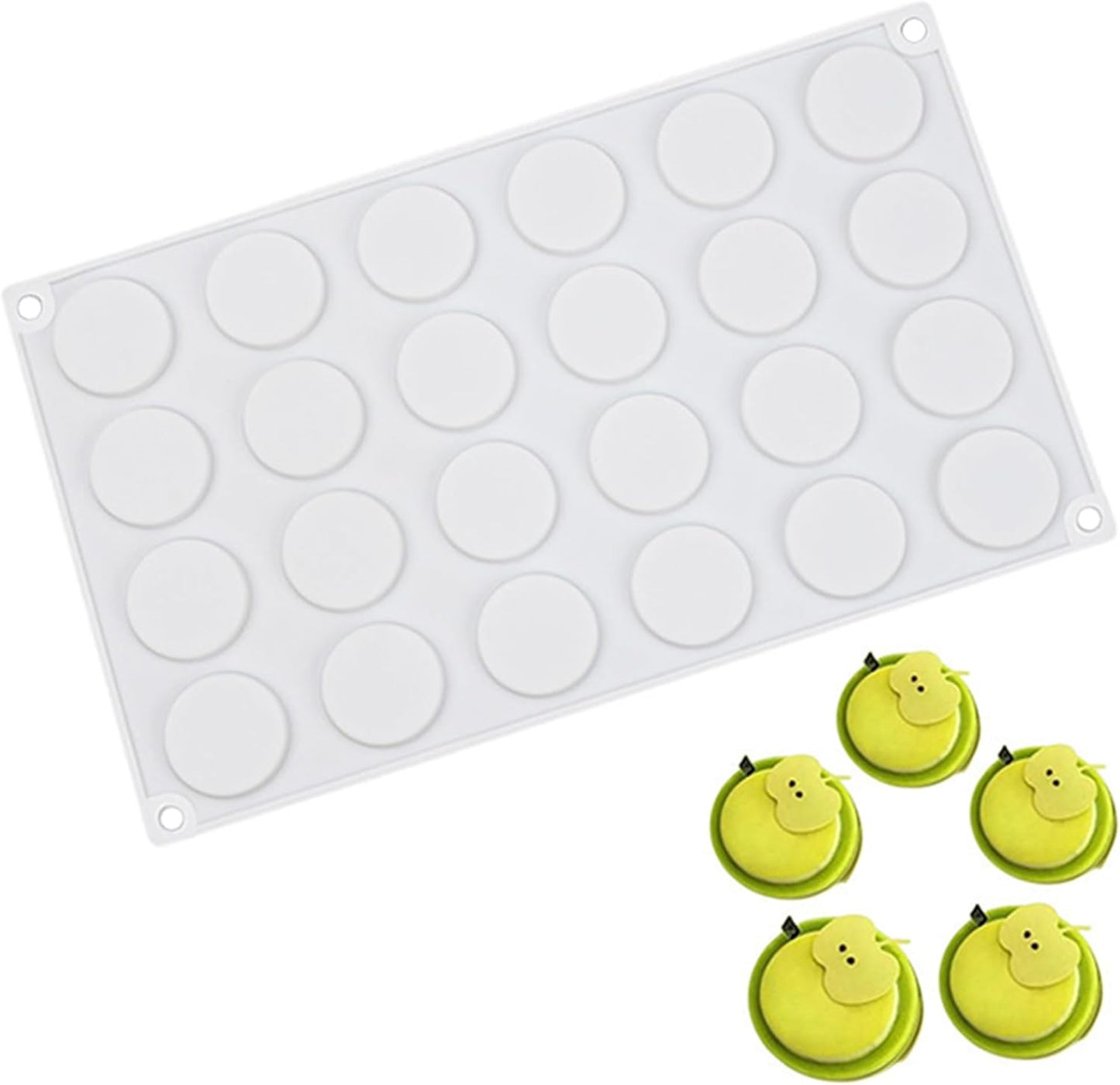 OCPO KITCHEN 3D Round Cylinder Silicone Mold for Baking Mousse Cake, Candy, Pastry, Chocolate, Cupcake, Cookie, Cake Decoration Mold, Round Shape (24-Cavity)