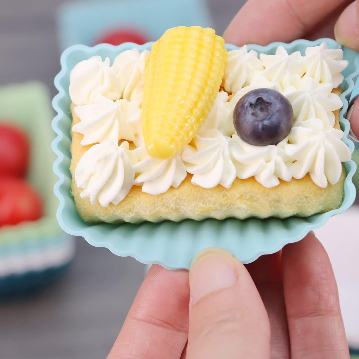 24Pack Silicone Muffin Cups, Reusable Cupcake Liners Molds for Baking, 3 Shapes Lunch Box Bento Dividers-Round, Square, and Rectangular (Neutral Colors, Regular Size)