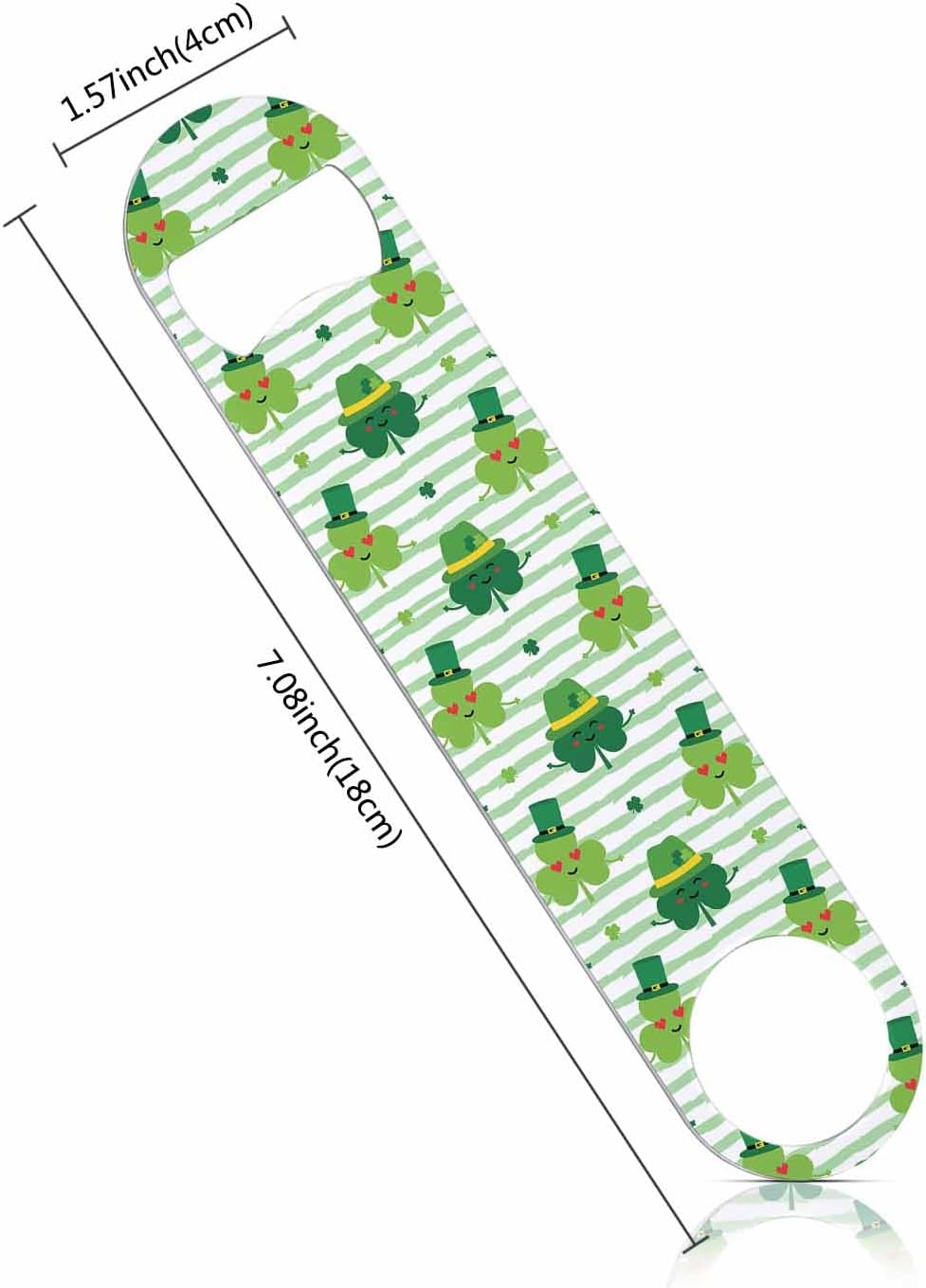 Clovers Stainless Steel Bottle Opener Shamrock and Green Leprechaun Hats Saint Patrick's Day Striped Pattern Flat Beer Bottle Opener Keychain for Home Kitchen Bar Restaurant Party Gift