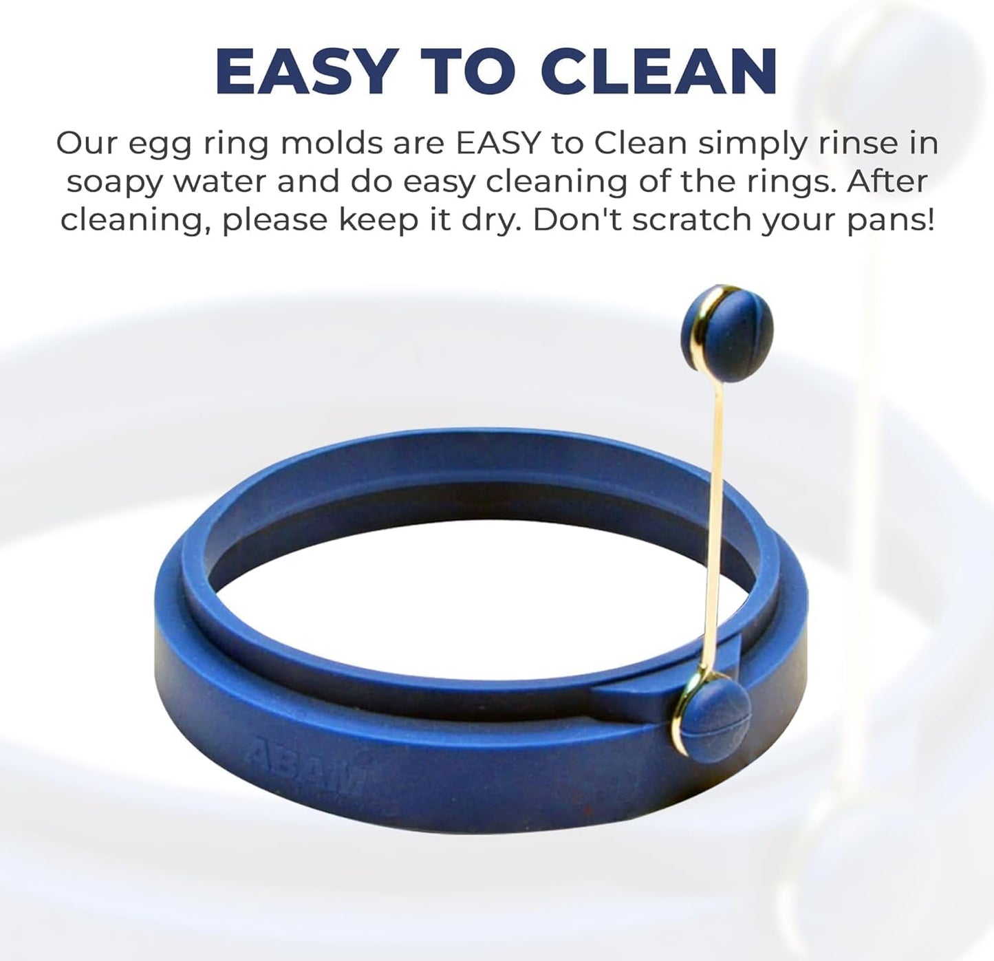 Professional 4 Inch Silicone Egg Ring, Pancake Mold Egg for Breakfast Sandwiches, Omelets and More, Nonstick Mold Ring, Round Blue (Pack of 2), Free e-Book by Abam (Blue & Red)