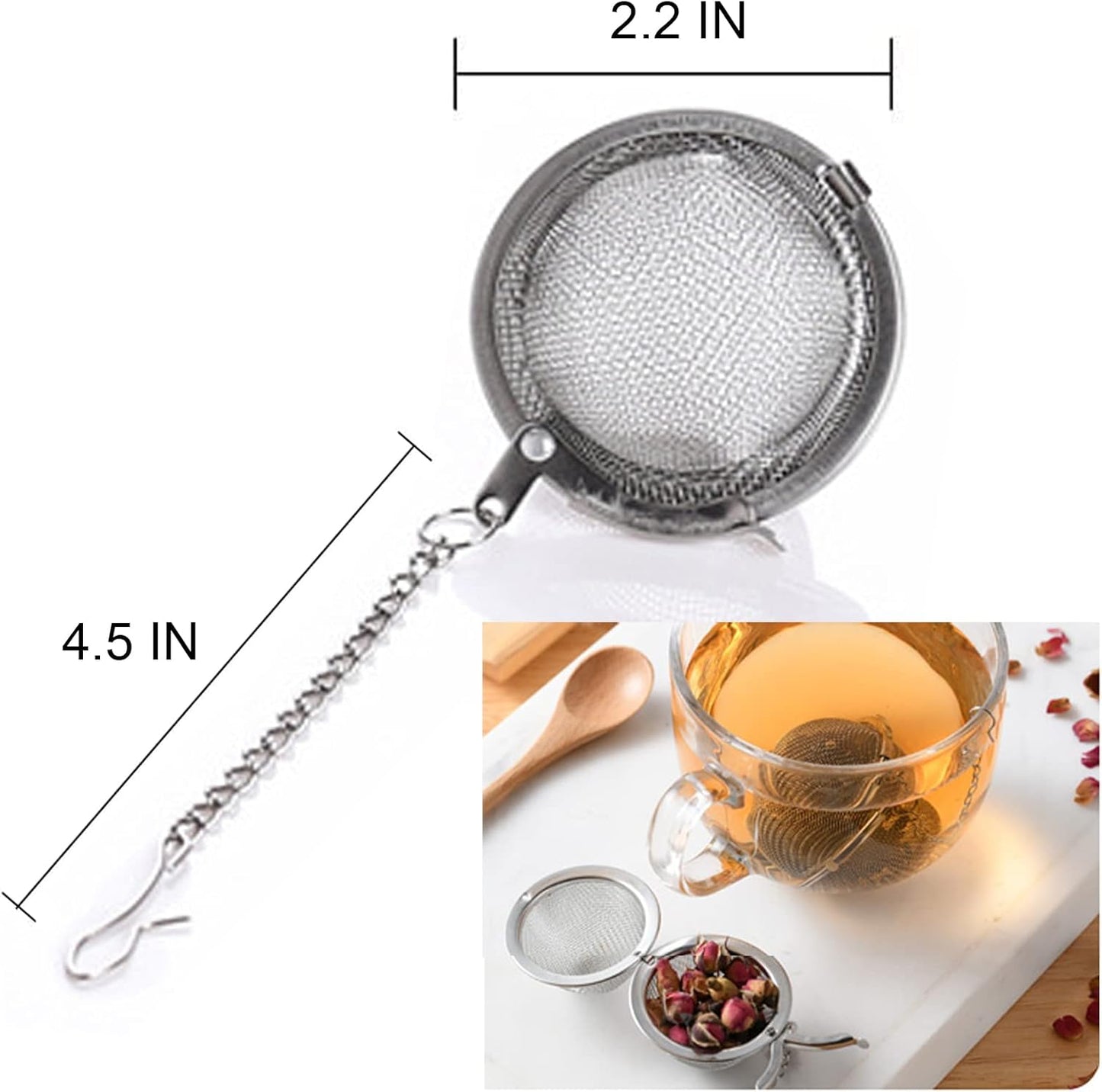 2PCS Premium Tea Infusers for Loose Leaf Tea - Upgraded Tea Strainers and Tea Balls for Flavoring Herbal Spices and Seasonings