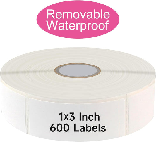 600 Blank Removable Freezer Labels with Perforation Line for Easy Distribution and Use. Waterproof and Oil-Resistant, Suitable for Food Containers, Jars, and Kitchen Organization.(1 "x 3")