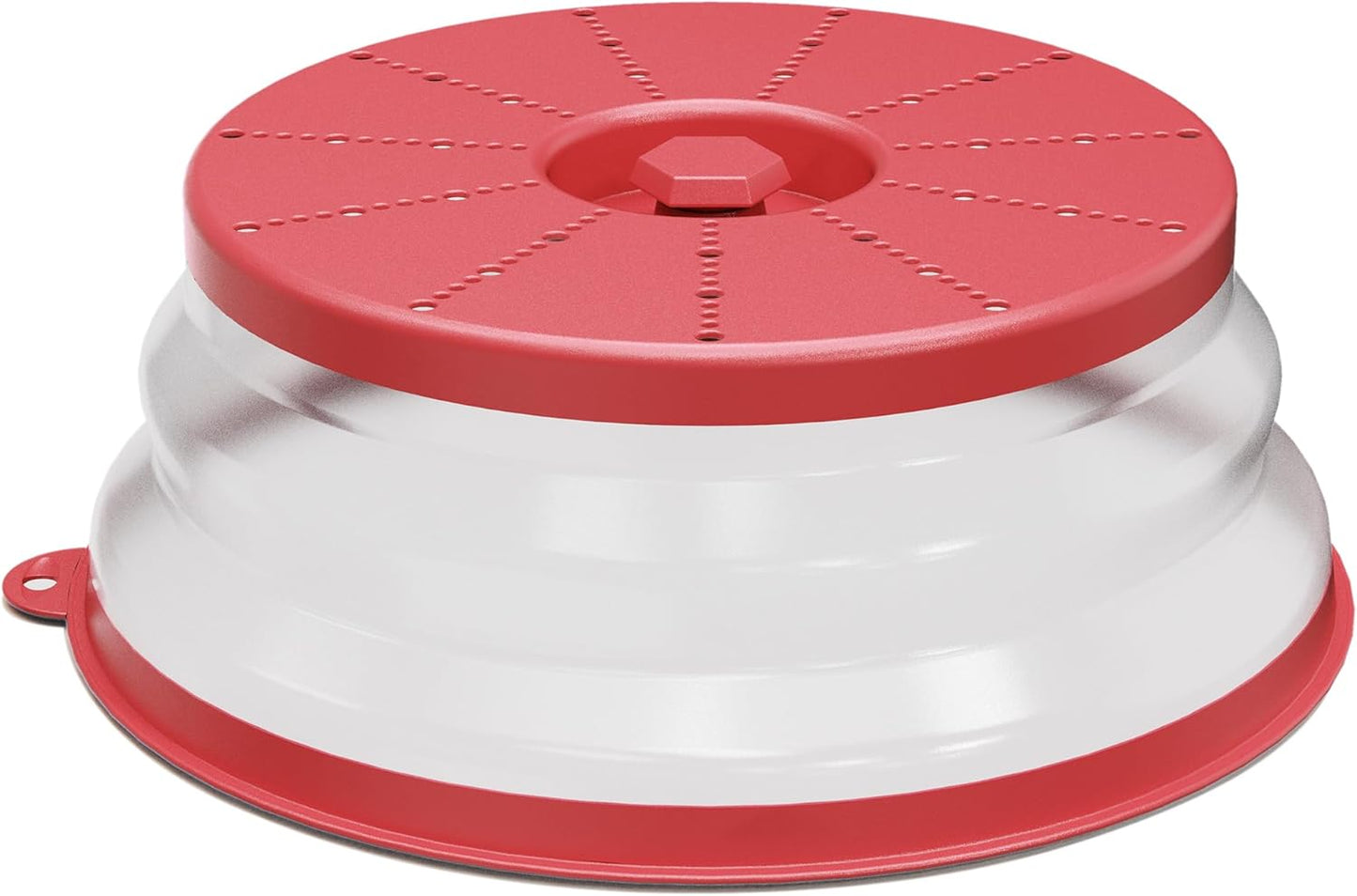 WVM Microwave Splatter Cover Vented for Food with Hook Hole, Splatter Guard & Colander Kitchen Gadget for Food, Meal Prep, Red