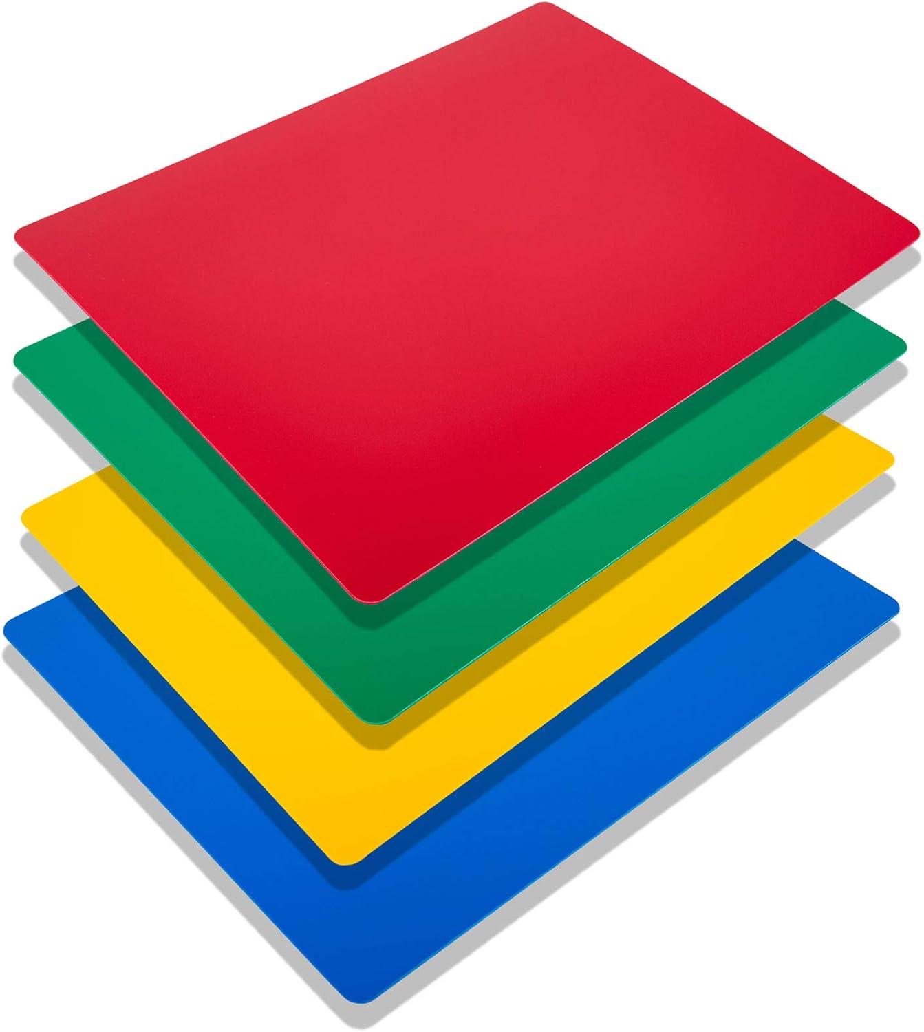 Professional Kitchen Cutting Board Mats - 15x12 Inch NSF Approved, Flexible 4 Color Set (Red, Blue, Green, Yellow) for Meat, Vegetables and Seafood (1/16" Thick)