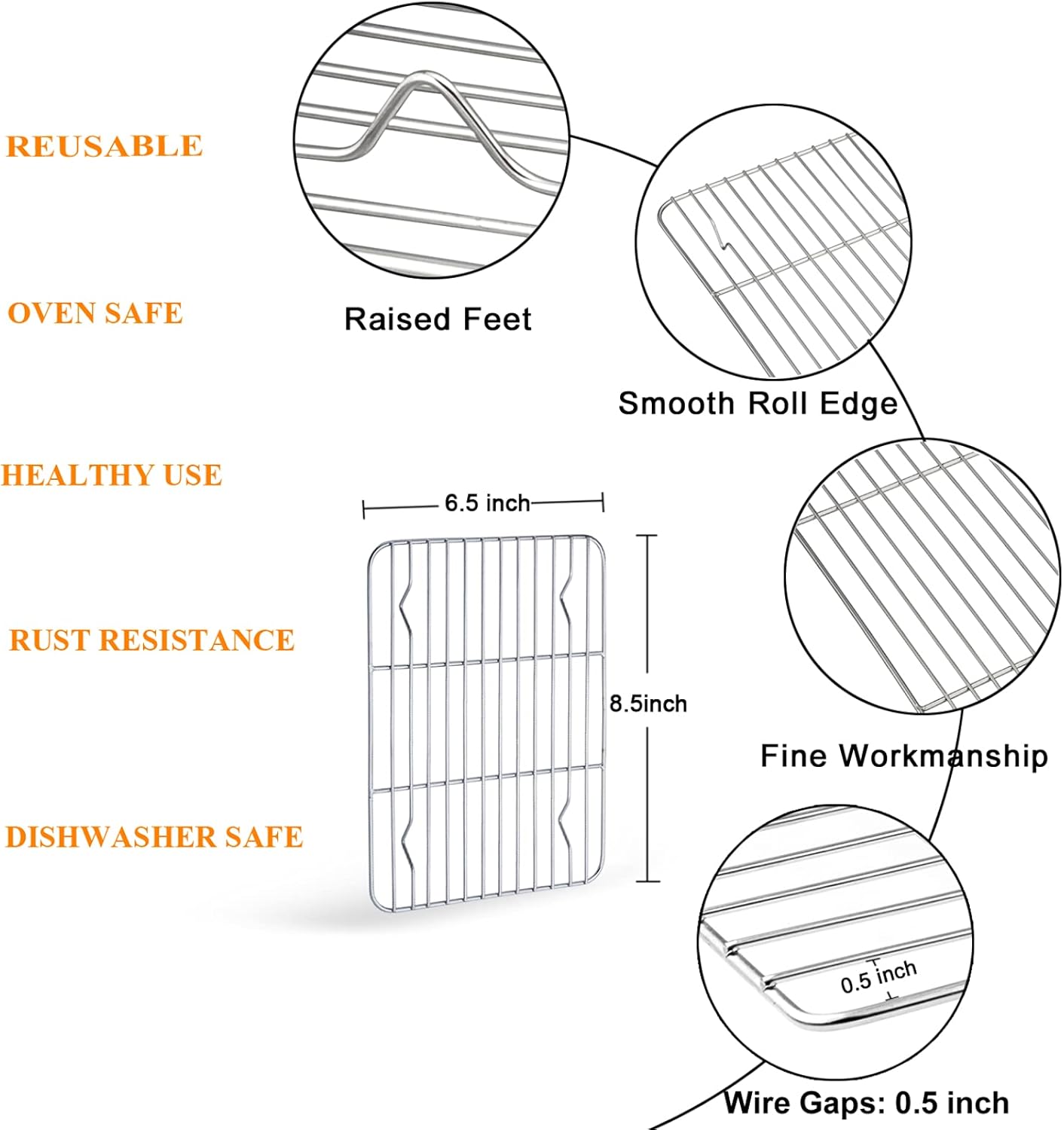 TeamFar 9'' x 7'' x 1'' Toaster Oven Pan with Rack Set of 4, Stainless Steel Compact Toaster Ovenware Pan with Cooling Rack, Healthy & Heavy Duty, Easy Clean & Dishwasher Safe, (2 Pans + 2 Racks)