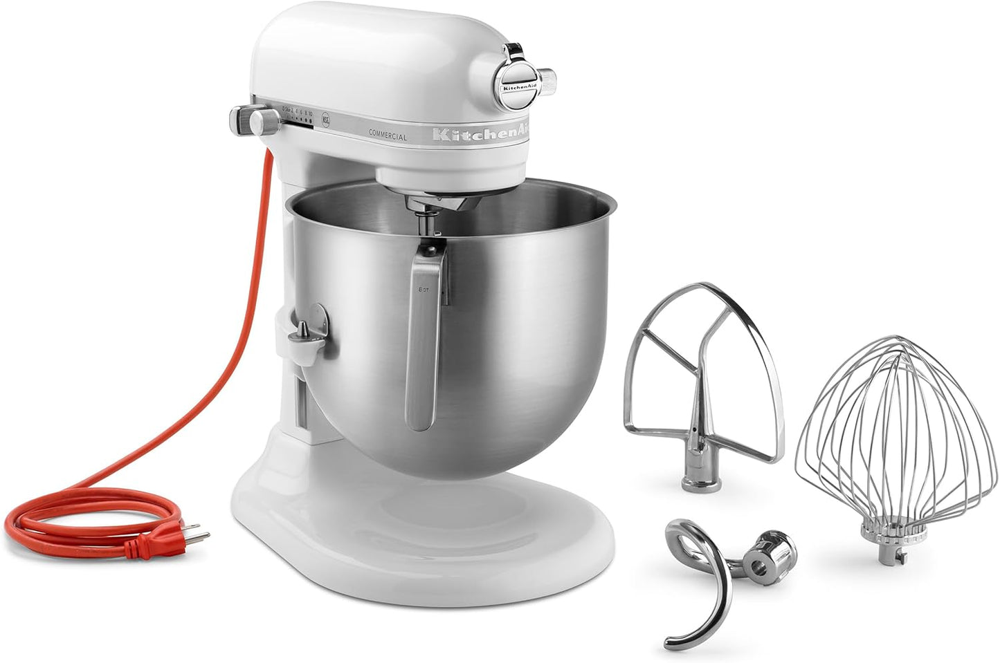 KitchenAid KSM8990WH 8-Quart Commercial Countertop Mixer, 10-Speed, Gear-Driven, White