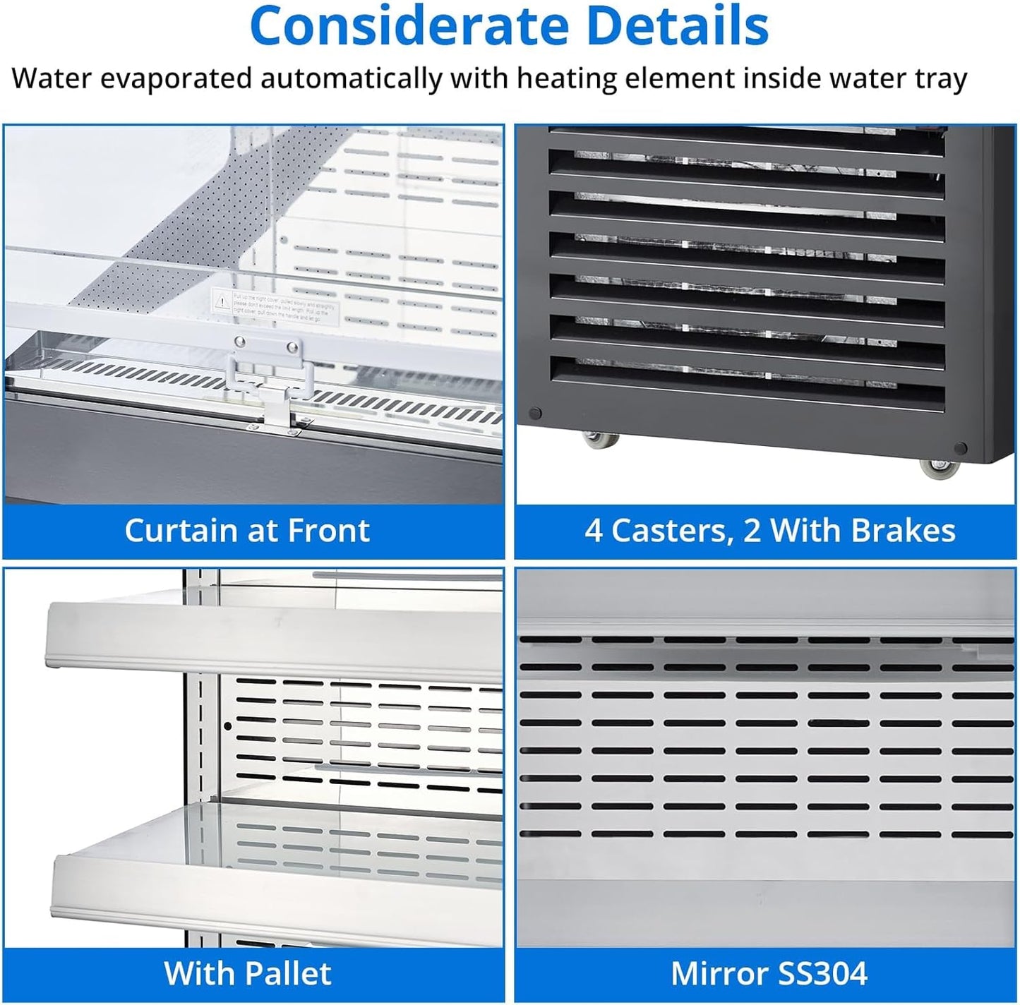 7.77 Cu.Ft. Commercial Display Refrigerator, Countertop Pastry Display Case with Glass Door and Casters, Merchandiser Refrigerator with Adjustable Shelves for Cafe, Restaurant, Store, Bar, Bakery