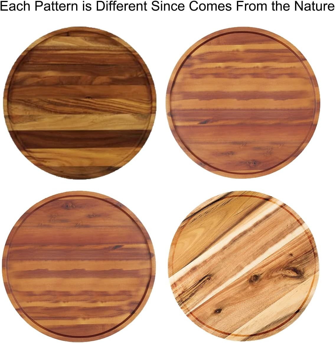 12" Two-Tier Acacia Wood Lazy Susan Organizer Kitchen Turntable for Cabinet Pantry Table Organization