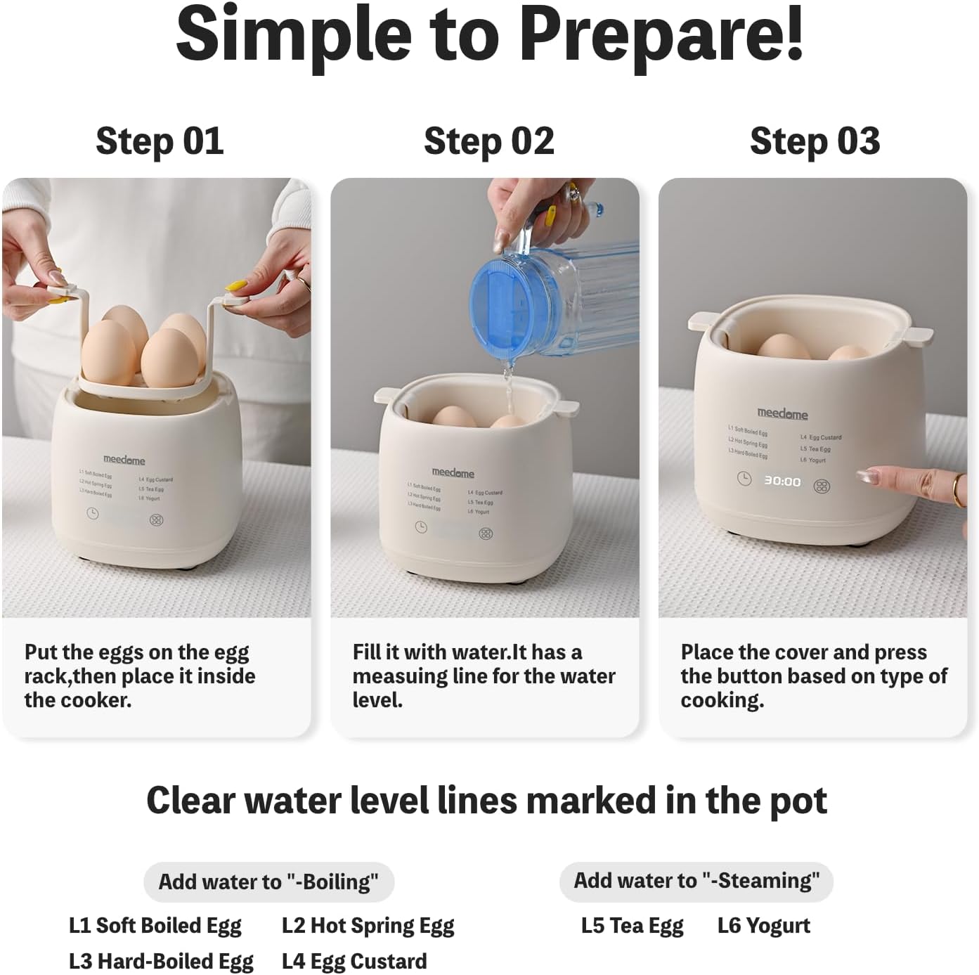 Electric Egg Cooker 6-in-1 with Auto Shut Off, Egg Steamer for Soft/Hard Boiled Eggs, Onsen Tamago, Tea Eggs, Custard, Yogurt Maker (BPA-Free Stainless Steel, Compact for Dorm/Keto Kitchen)