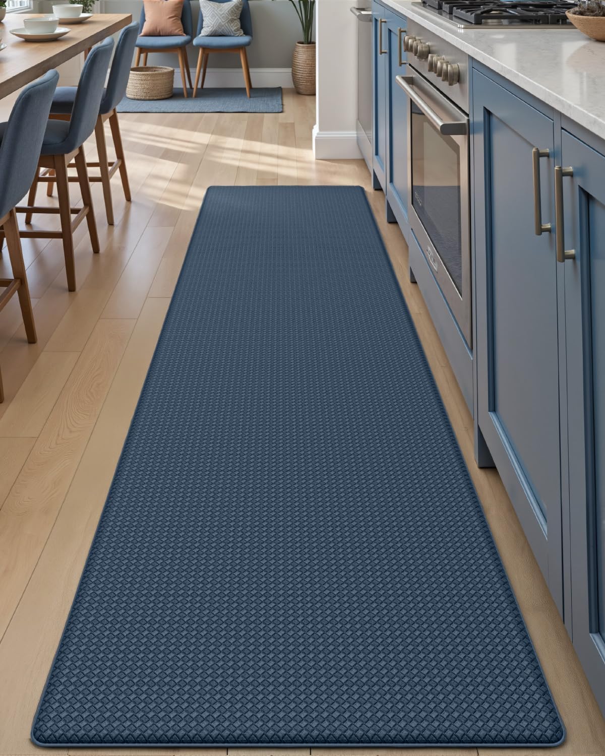DEXI Kitchen Floor Mats Cushioned Anti Fatigue, 23x94, Large Long Standing Runner Rug Waterproof, Comfort Memory Foam Padded for Front Sink Laundry, Navy