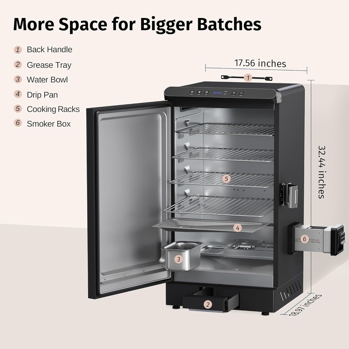 EAST OAK Ridgewood 30" Electric Smoker, Smoker with Side Wood Chip Loader, 725 Sq Inches of Cooking, Digital Control, 4 Removable Racks, Outdoor Kitchen, Night Blue