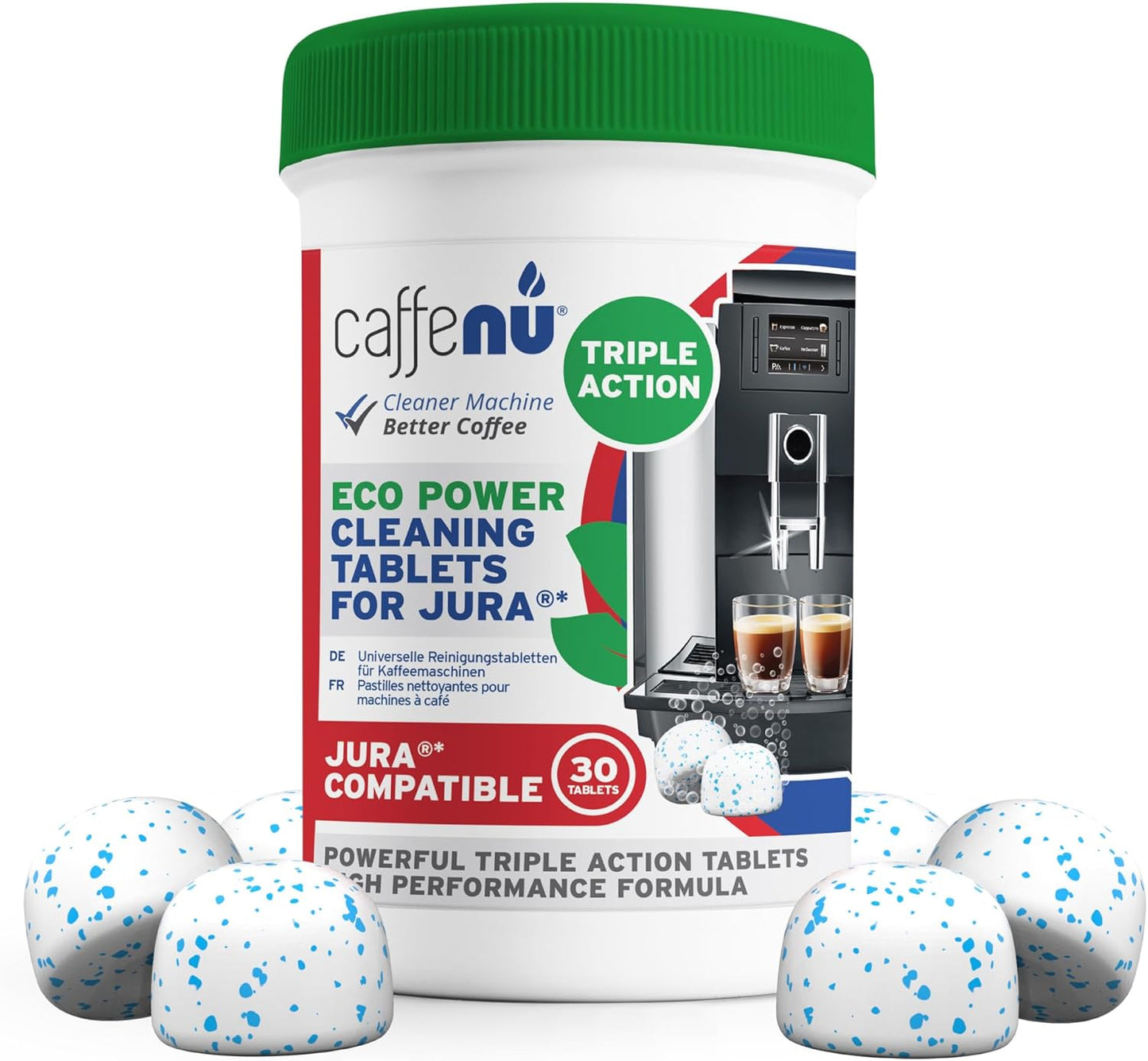 Jura Compatible Cleaning Tablets. 30 Tablets Cleaning. Coffee Cleaning Tablets - Cleans Internal Parts, Portafilter, Inaccessible Areas. Use On All Home & Pro Jura Coffee Machines.
