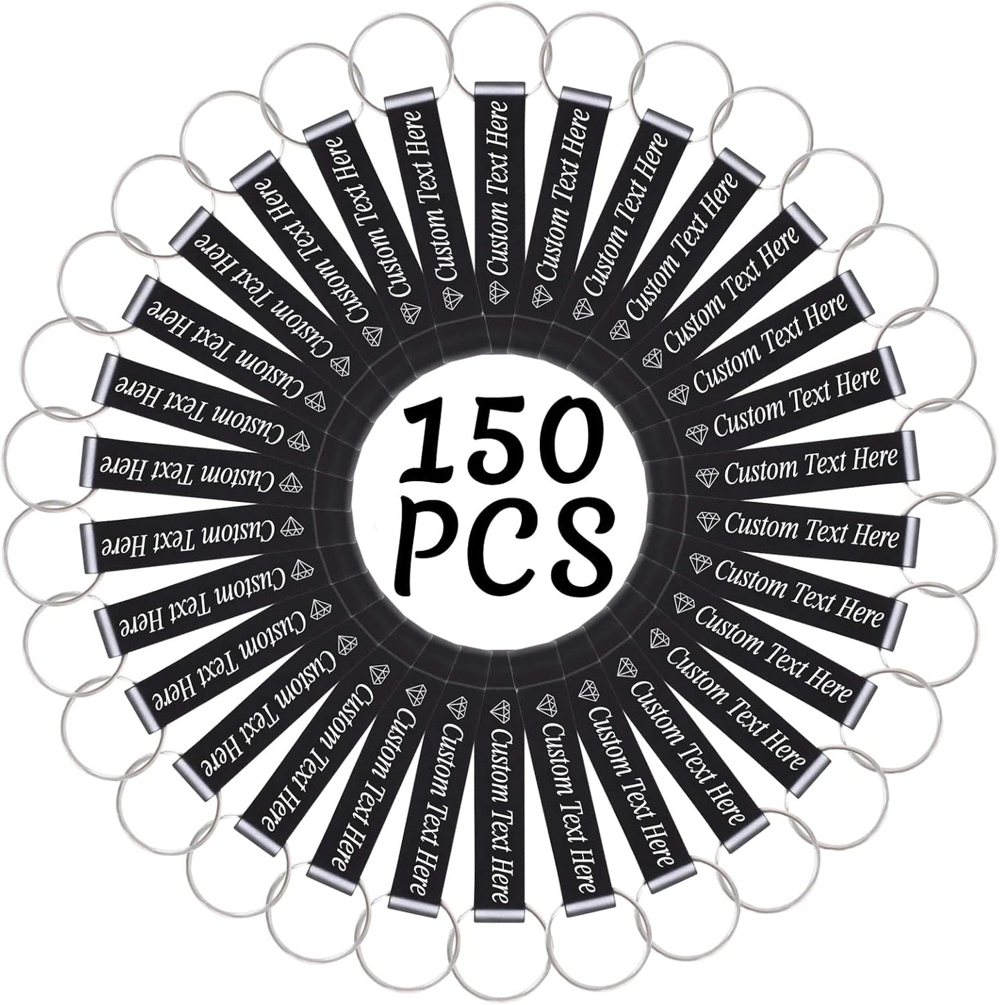 150PCS Personalized Bottle Opener Keychain Bulk Custom Beer Bottle Opener with Logo Text Engraved Wedding Bottle Opener Favors Customized Gifts for Guests Baby Shower Birthday Party-Black