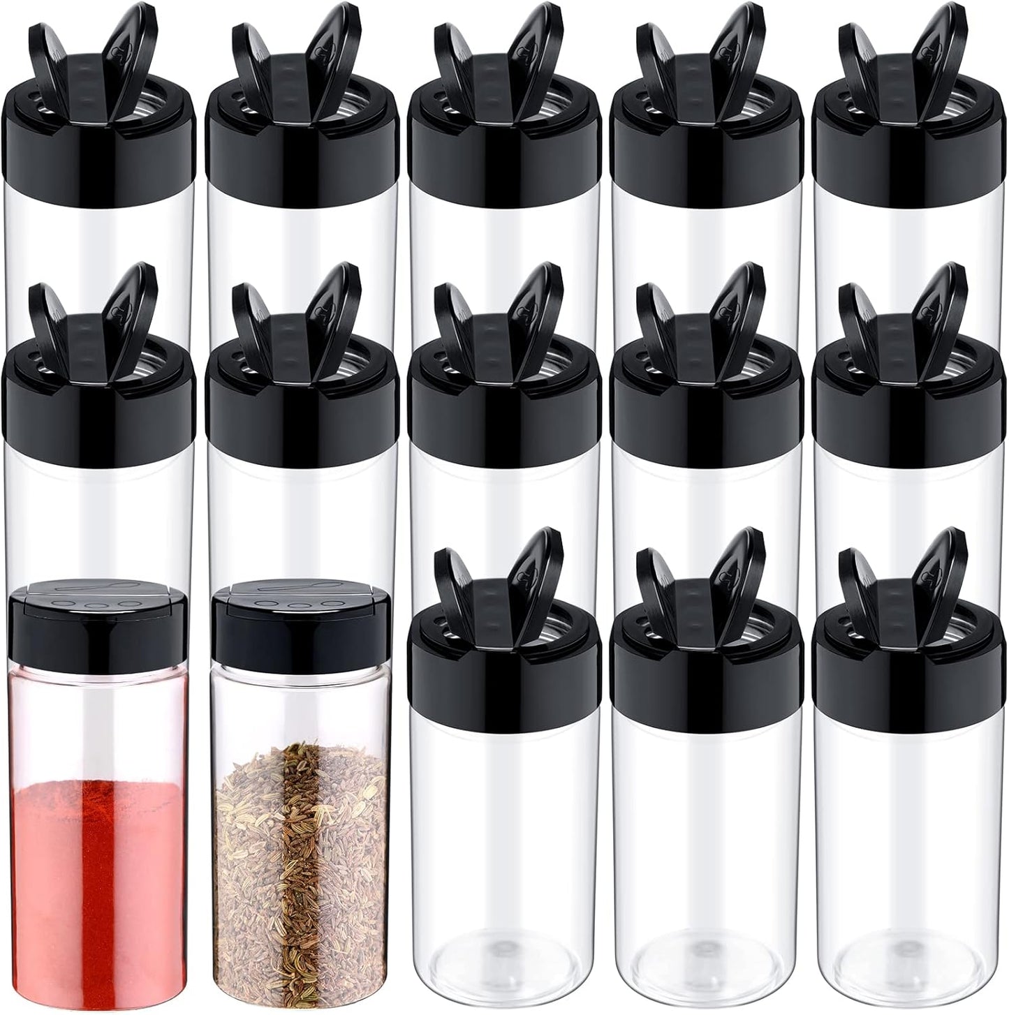 30 Pack 8.7 oz Plastic Spice Jars with Shaker Lids Clear Seasoning Containers Spice Bottles for Kitchen Storing Herbs Seasoning Powders