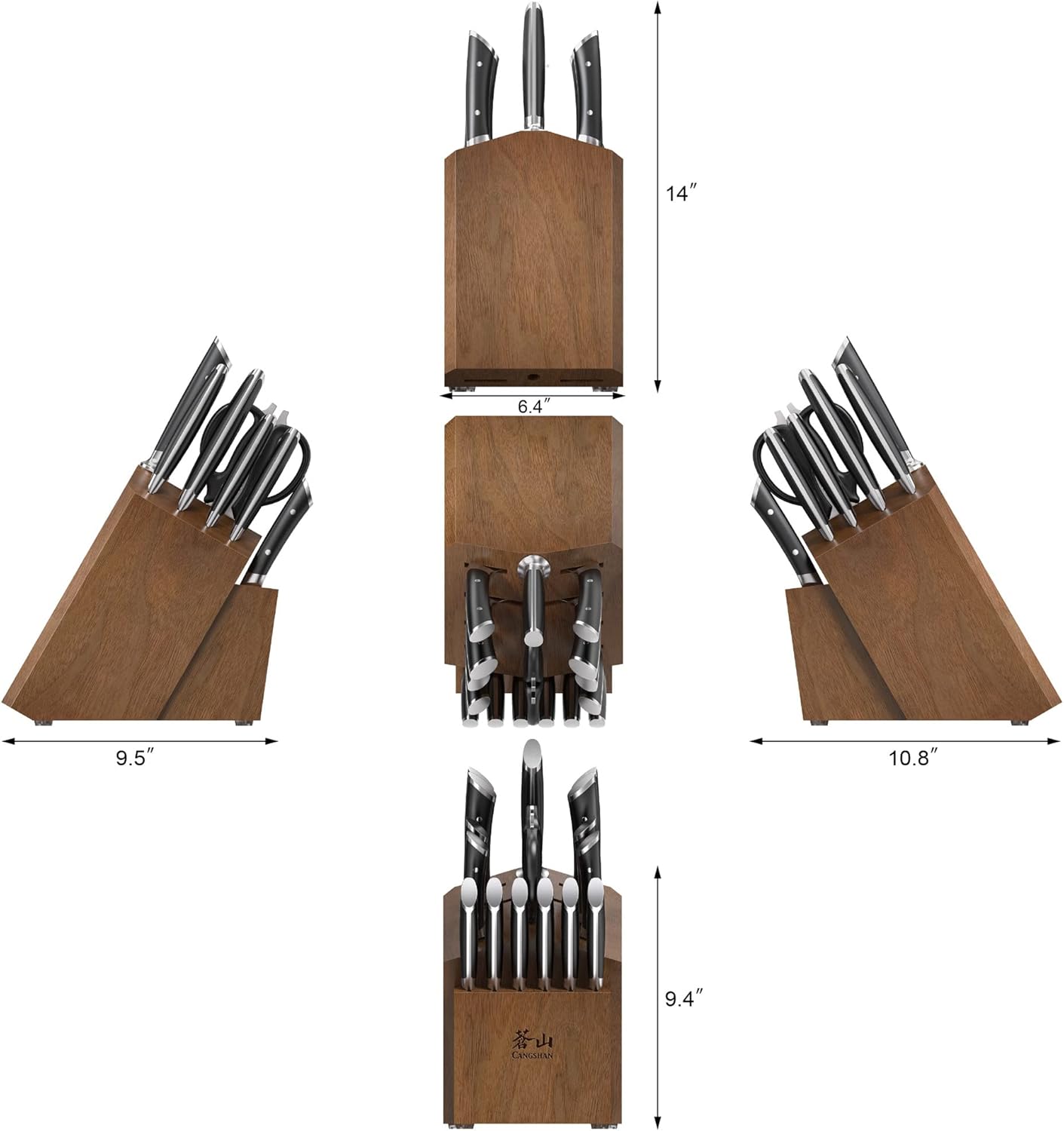 Cangshan HELENA Series German Steel Forged Knife Block Set (17-Piece, Black)