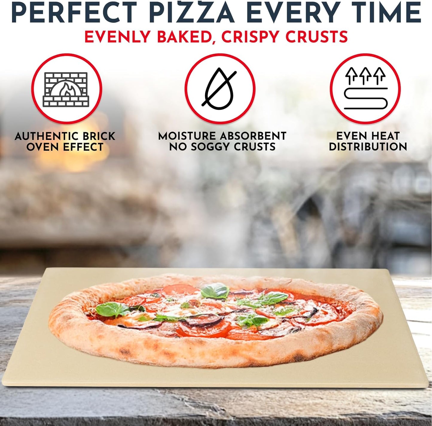Crack-Resistant, Easy-to-Clean Pizza Stone for Oven Set – 15 x 12 inch Pizza Stone for Grill, Even Heating for Perfect Crispy Crusts! Pizza Making Accessories