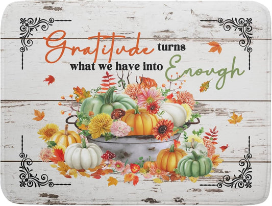 White Autumn Dish Drying Mat Absorbent Fall Drying Matt Kitchen Counter 18 X 24 in Home Season Decor