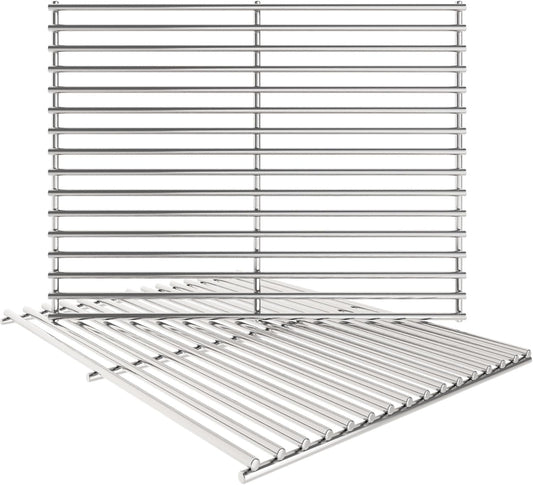 19.5/17.5/17" Grill Cooking Grates Replacement for Weber Genesis 300 Series, Genesis E310 E320 S310 S320 Replacement Parts for Weber 7528/7524, 304 Stainless Steel Grids, Set of 2, 19.5 Inch