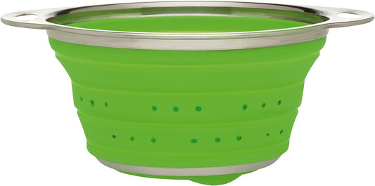 HIC Kitchen Collapsible Colander, Silicone and 18/8 Stainless Steel, 1.5-Quart
