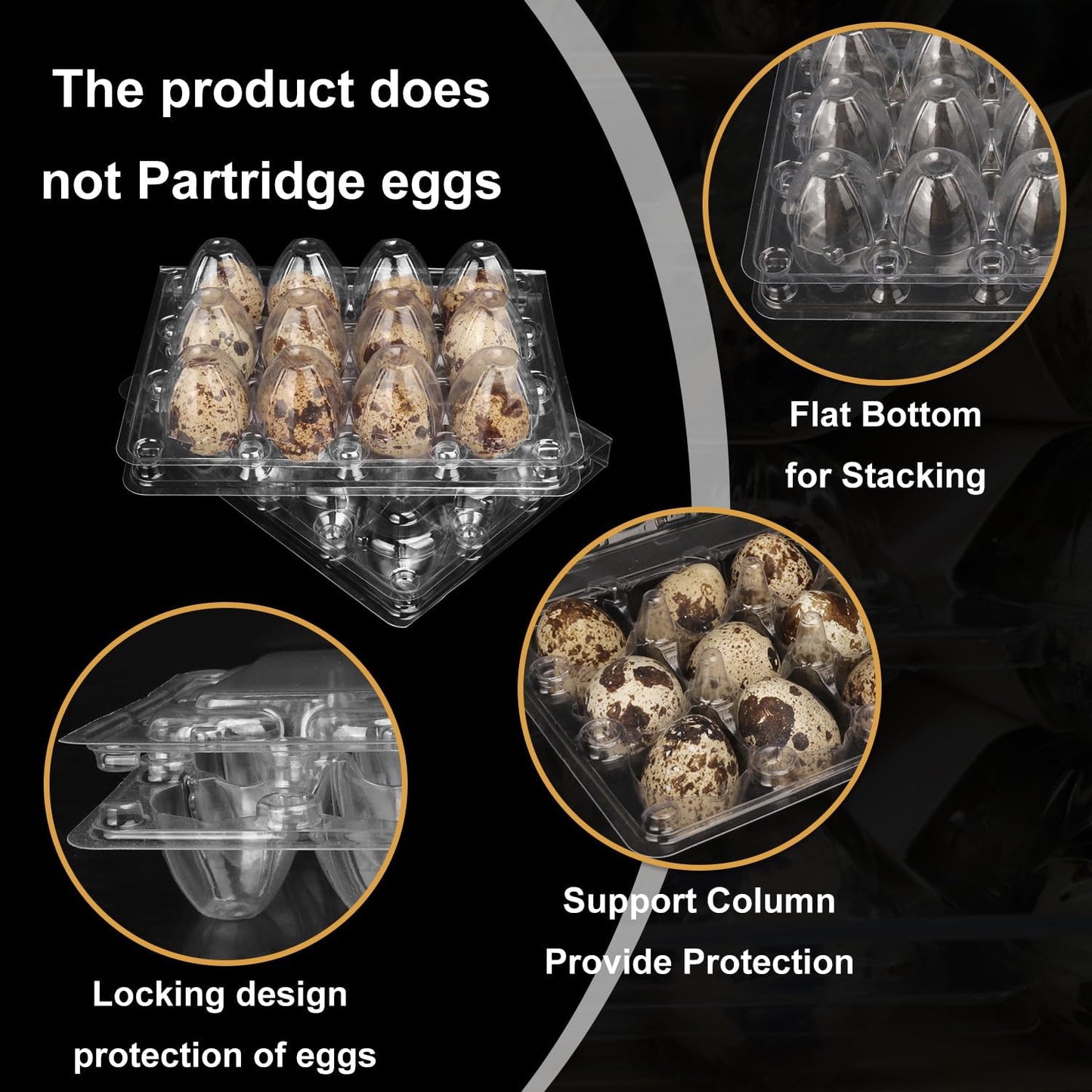 200 Pack Quail Egg Cartons, Clear Plastic Quail Egg Trays, Holds up to 12 Quail Eggs Securely - Your Ultimate Small Eggs Carton Holders for Bulk Storage and Display