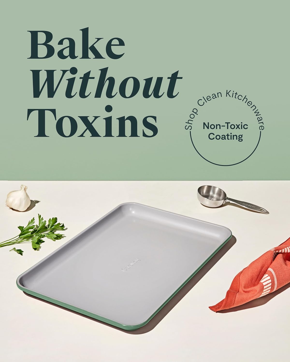 Caraway Non-Stick Ceramic Baking Sheet - Naturally Slick Ceramic Coating - Non-Toxic, PTFE & PFOA Free - Perfect for Baking, Roasting, and More - Medium (15" x 10") - Sage