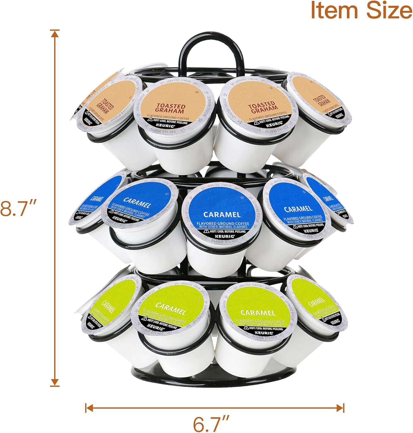 K Cup Holder, Coffee Pod Holder for Keurig, Coffee Pod Storage Organizer for K-cups, Compatible with Keurig Pods and Dolce Gusto, Holds 27 Pods, 360-Degrees Rotating -Black