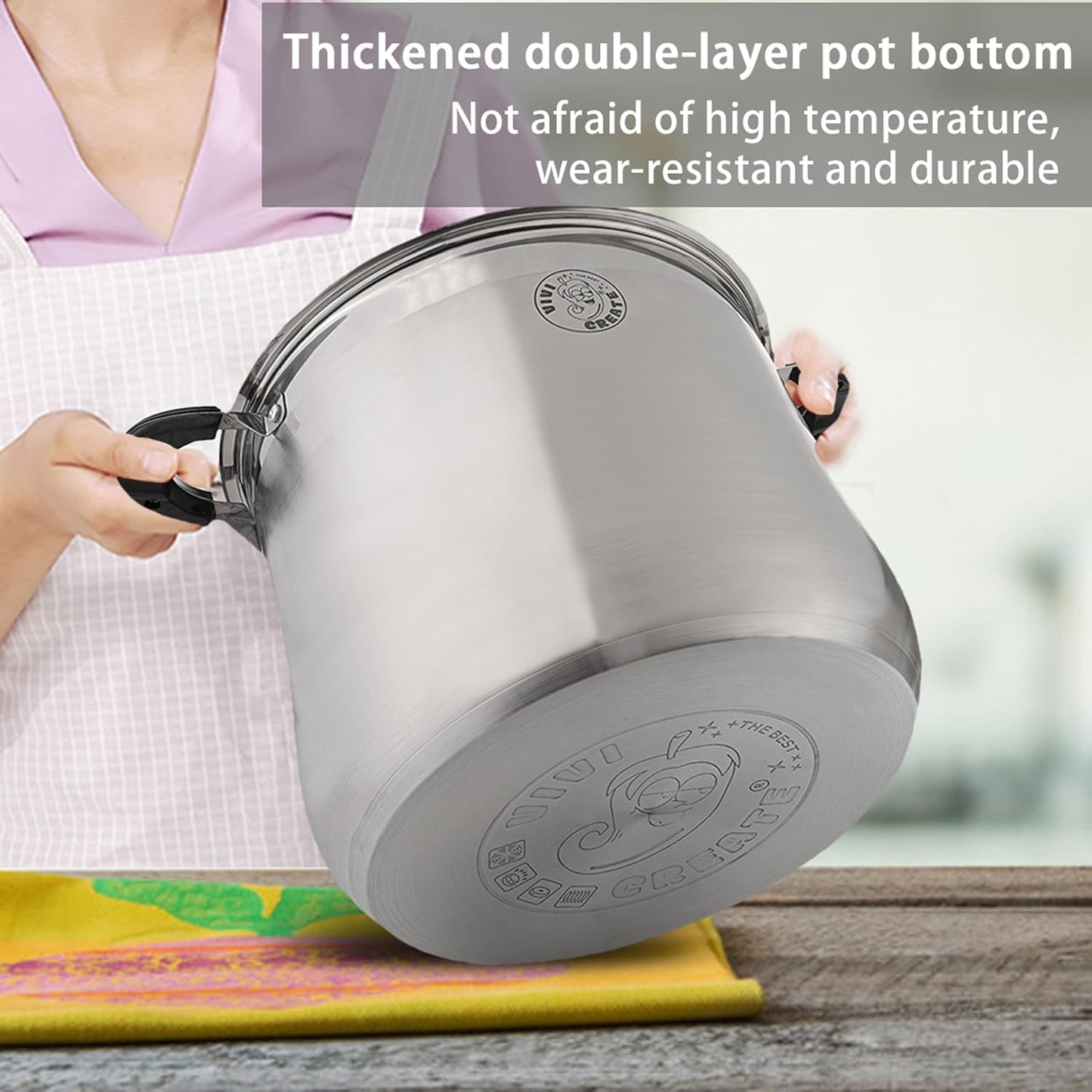 Vivicreate Stainless Steel Stock Pot with Lid for Induction Cooking Boiling Pasta Stew Soup Large Capacity Cookware Pots with Handles for Kitchen Spaghetti Olla Olla de Acero Inoxidable (27.5 QT)