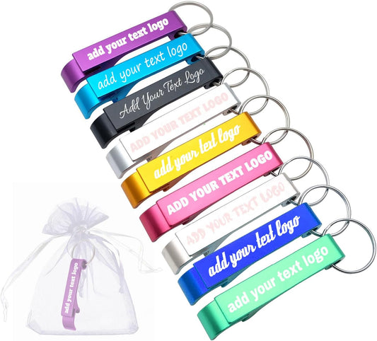 60pcs Personalized Bottle Opener Keychain Custom Aluminum Beer Bottle Opener Engraved Any Text/Logo Wedding Favors, Brewery, Bar, Anniversaries, Party, Restaurant, Property Agent, Guests, Graduation
